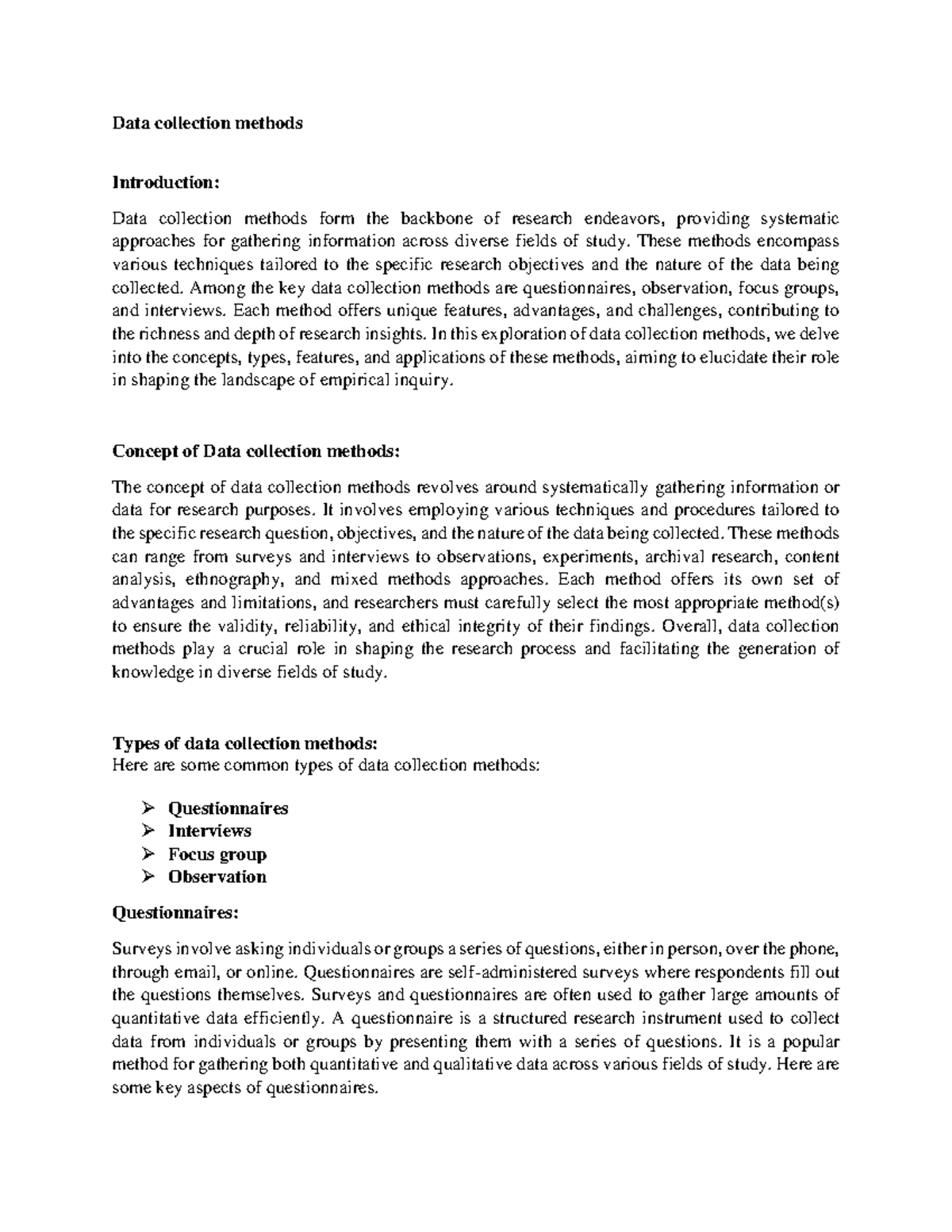 Data collection methods - Data collection methods Introduction: Data ...