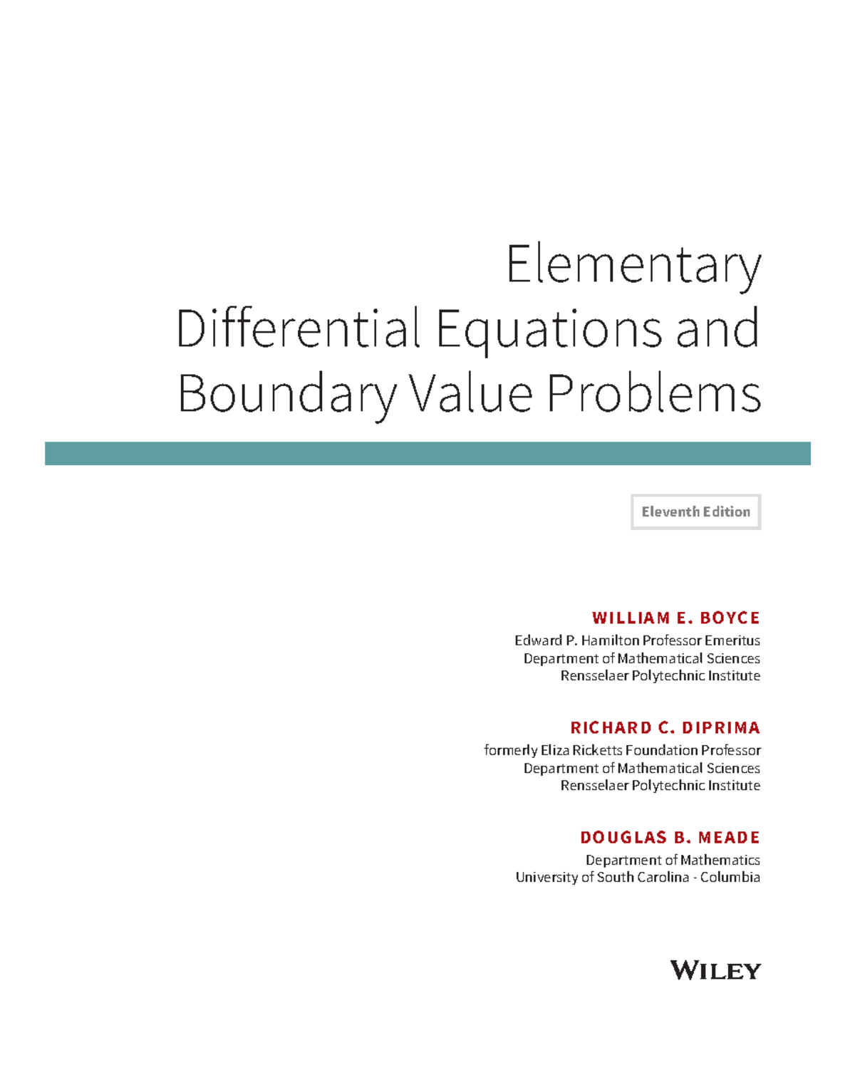 Differential 6th Sem - Elementary Differential Equations and Boundary ...