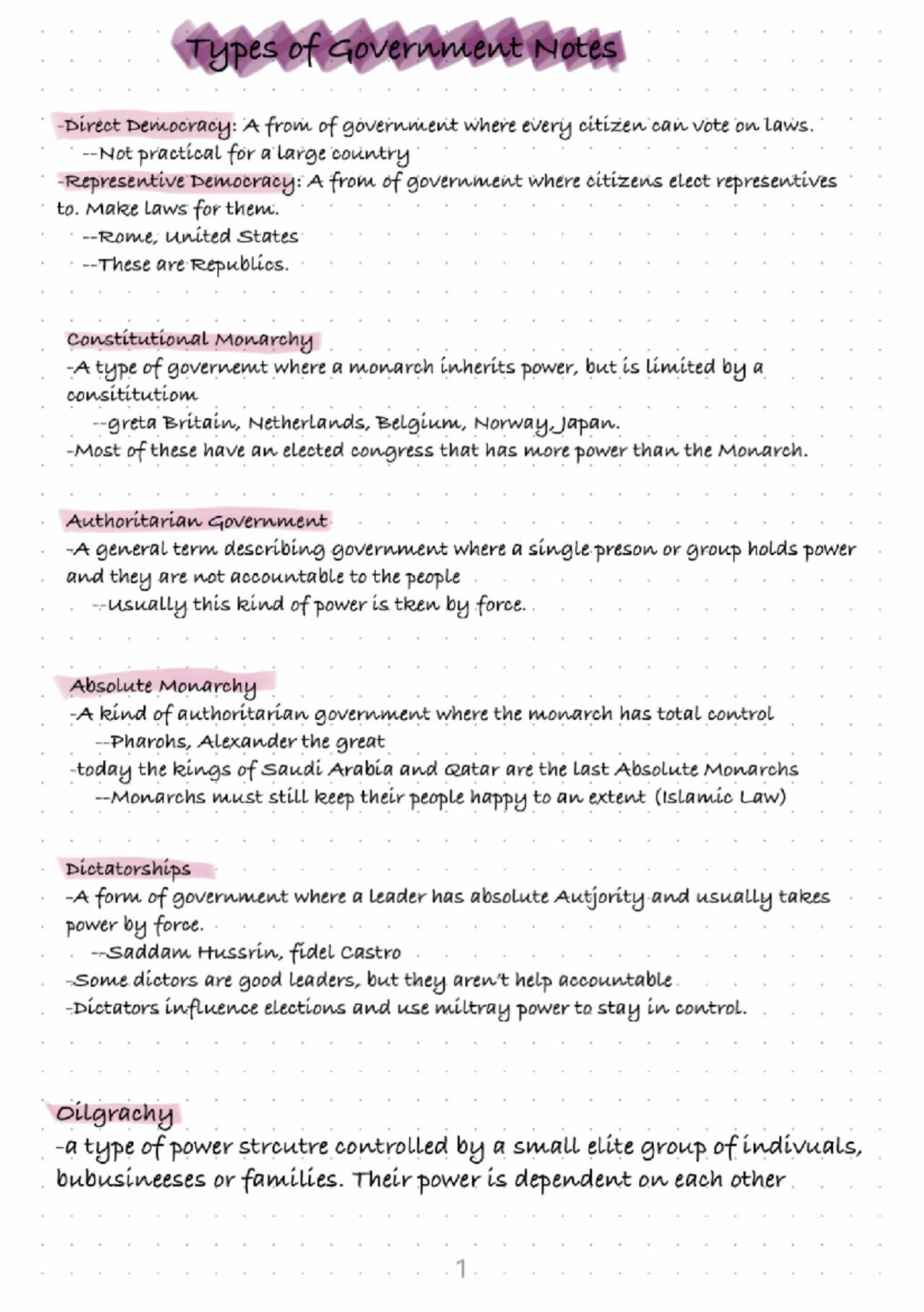 1.2 Types of Government - Studocu