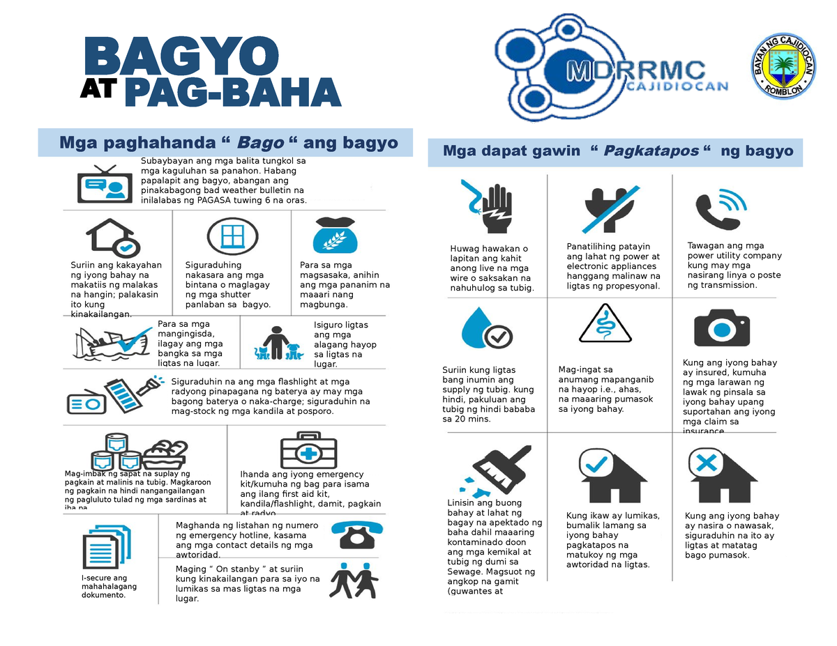 Flyers Typ Good Bagyo At Pag Baha Mga Dapat Gawin “ Pagkatapos “ Ng Bagyo Mga Paghahanda 5834