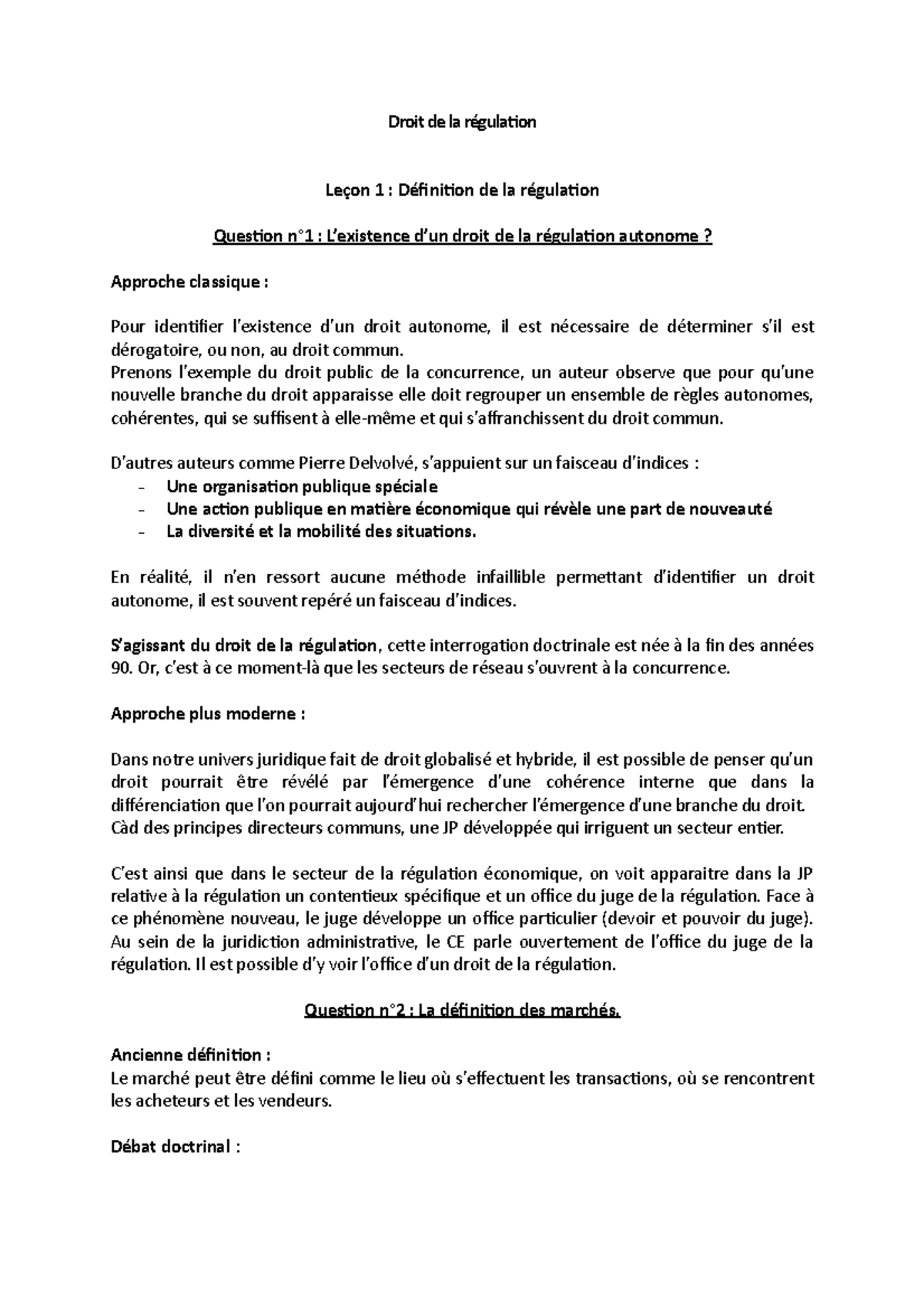Droit de la régulation Droit de la régulation Leçon 1 Définition de