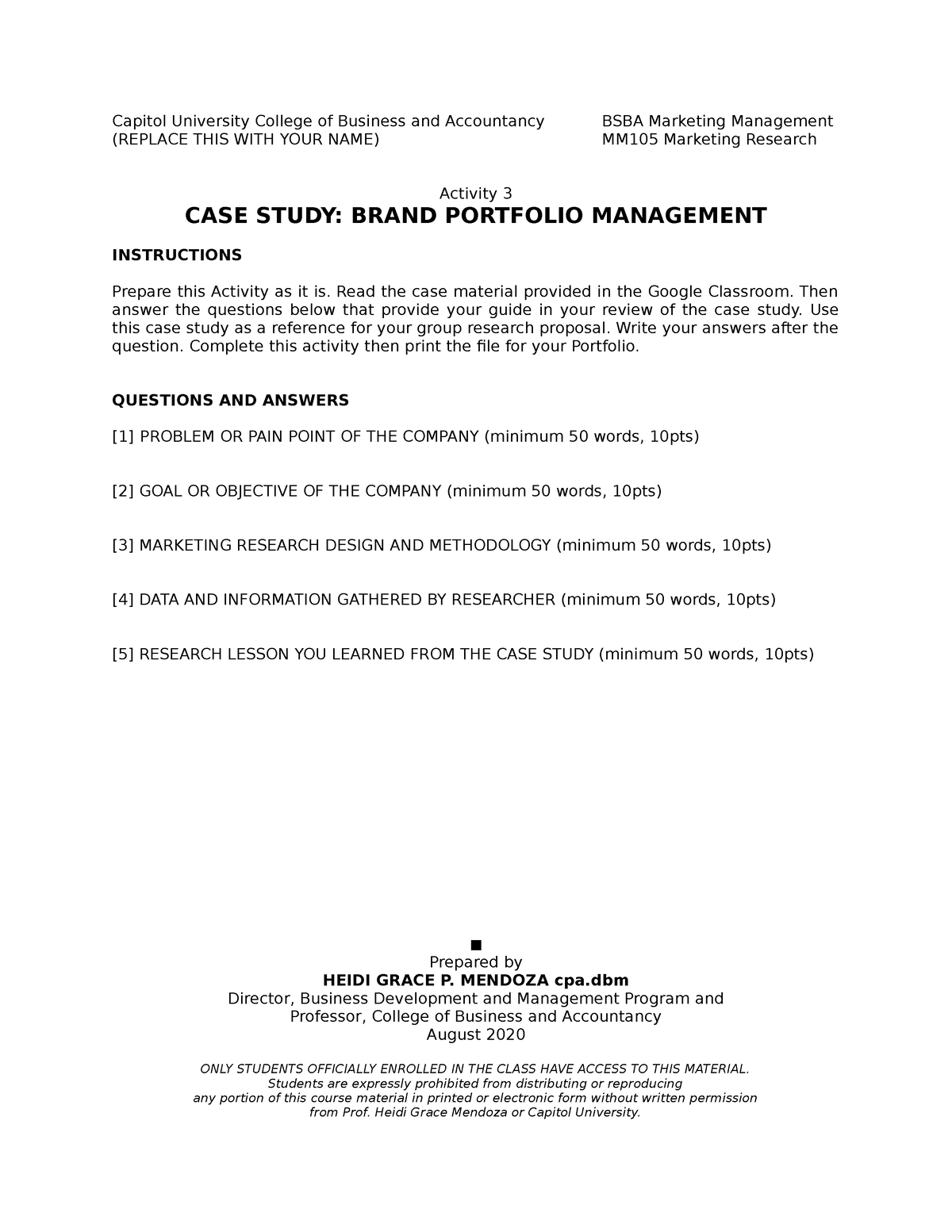 case study of portfolio management