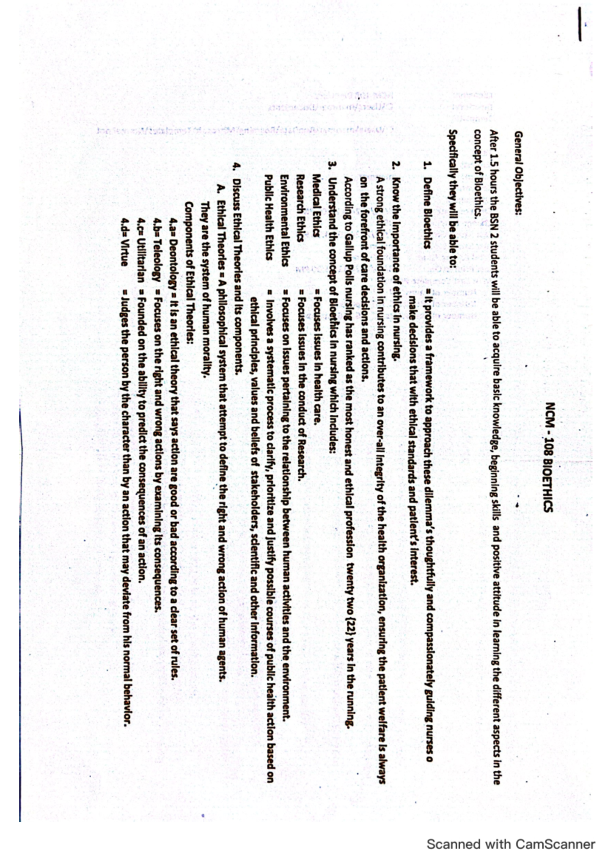 Bioethics-Notes - bioethics notes - NCM 108 BIOETHICS General ...