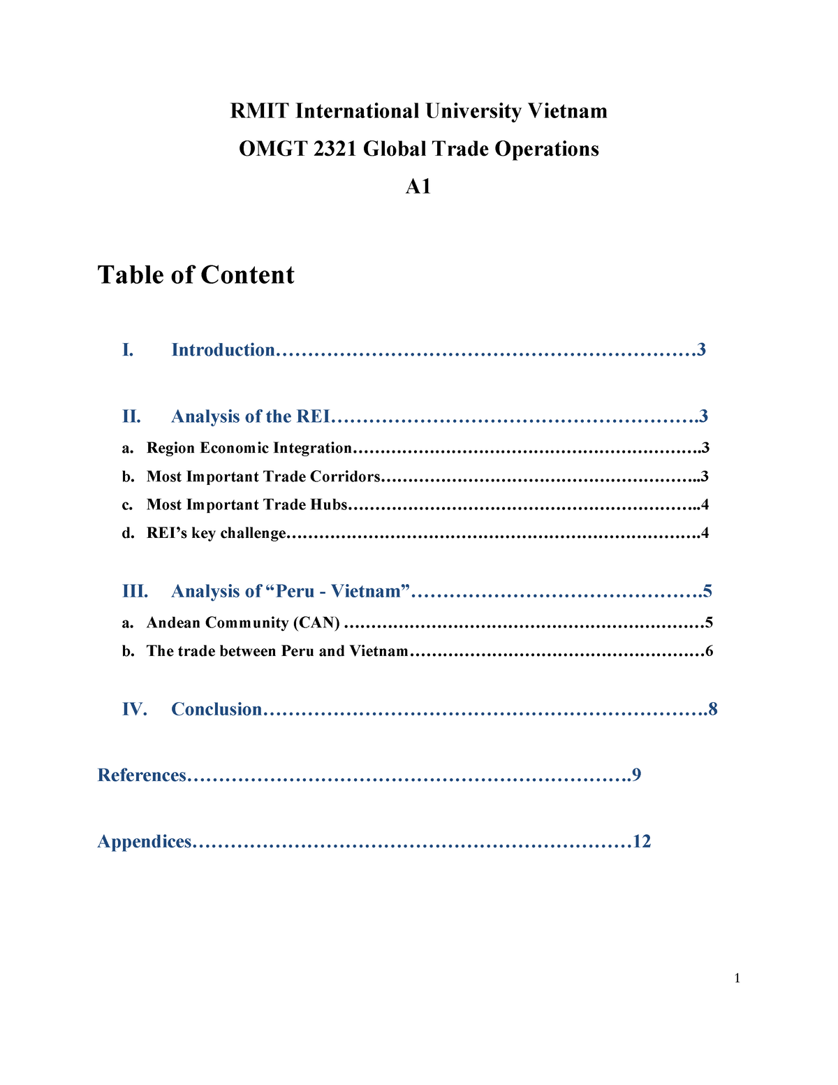 global trade operations rmit assignment 1