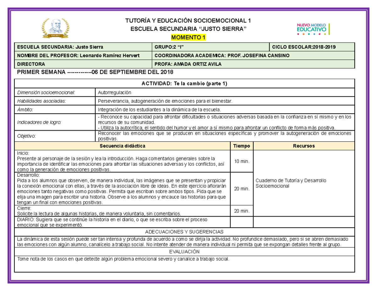 TutoríA Y EducacióN Socioemocional 3 - ESCUELA SECUNDARIA “JUSTO SIERRA