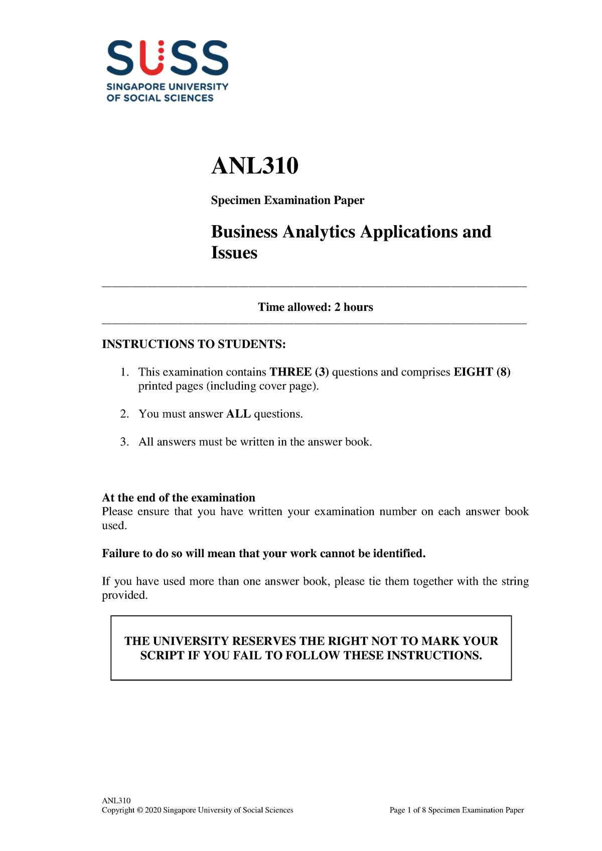 anl310-specimen-exam-paper-anl-anl-specimen-examination-paper