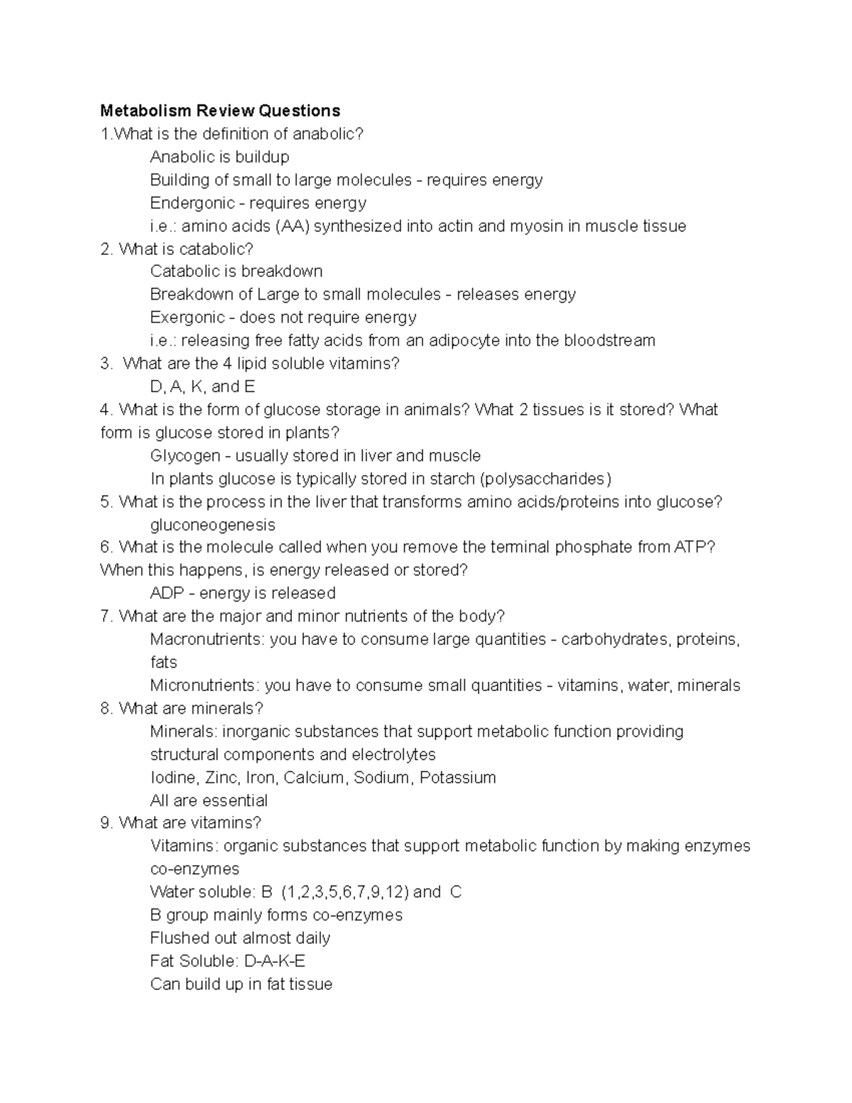 critical thinking questions about metabolism