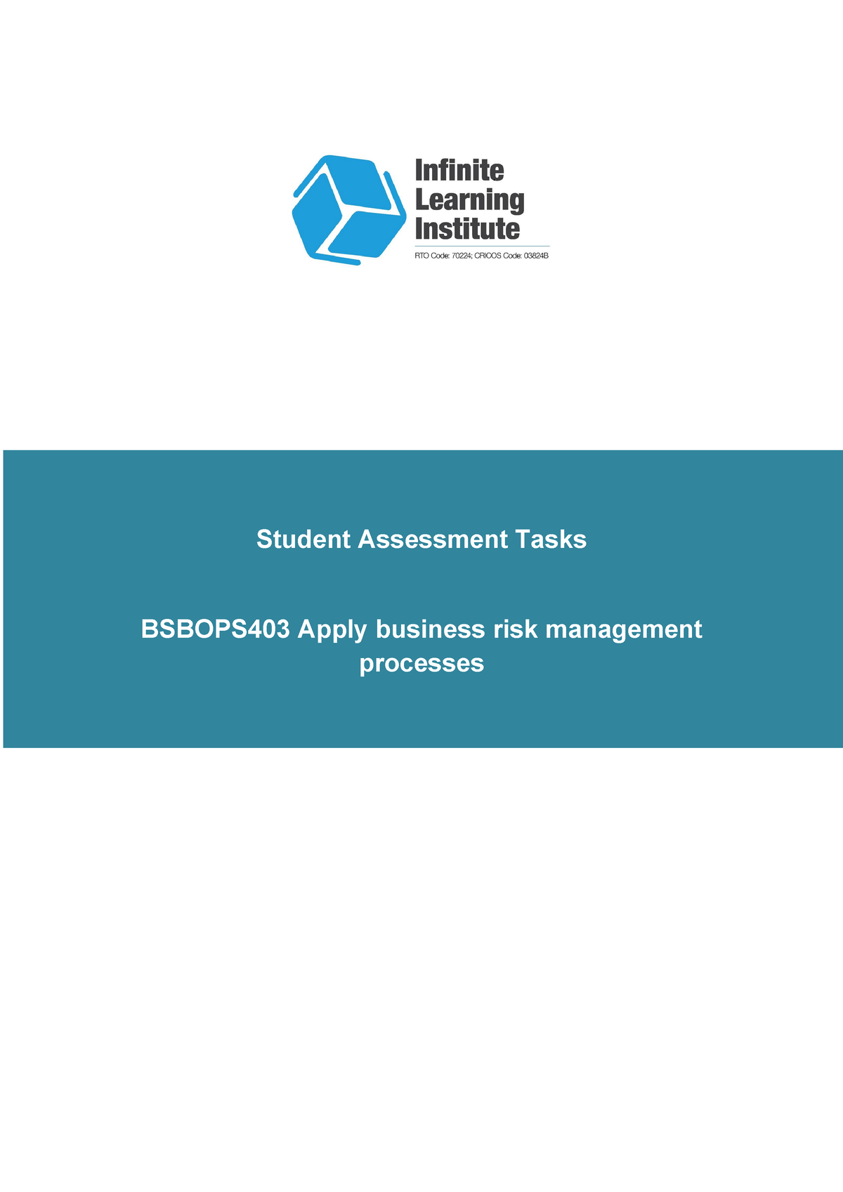 Bsbops 403 Student Assessment Tasks V3 - Student Assessment Tasks ...