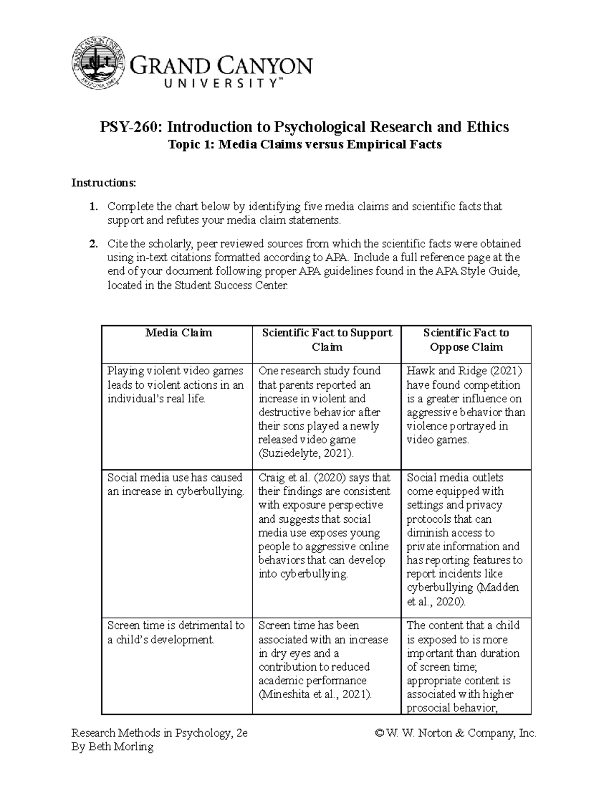 PSY 260 RS T1 Media Claims - PSY-260: Introduction To Psychological ...