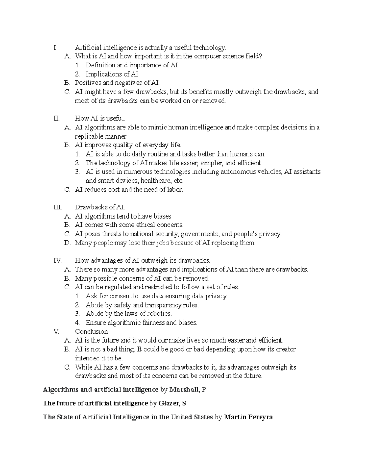 ENG 123 Essay Outline - Grade A - I. Artificial intelligence is ...