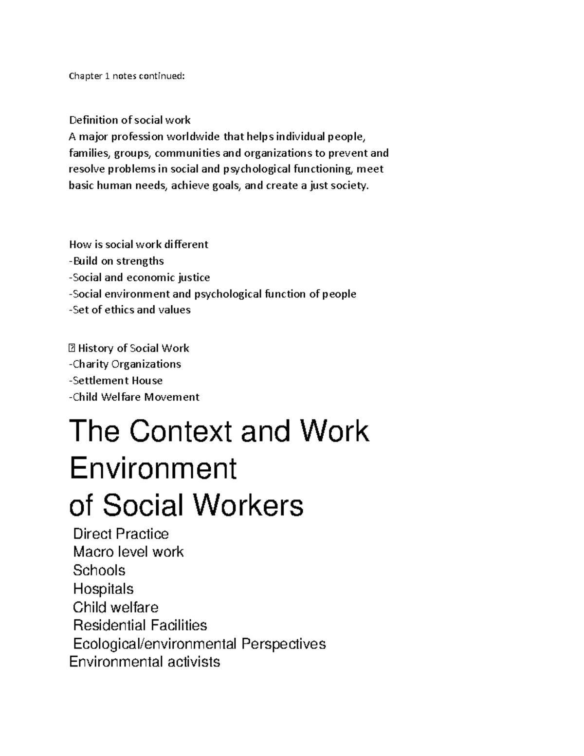 introduction to social work assignments