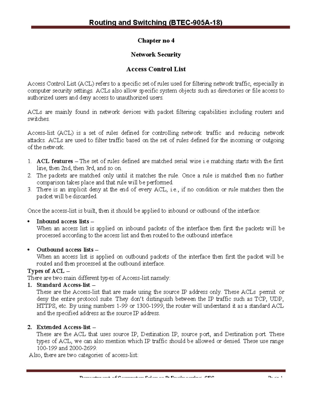 Chapter No 4 (RS) - Notes - Chapter no 4 Network Security Access ...