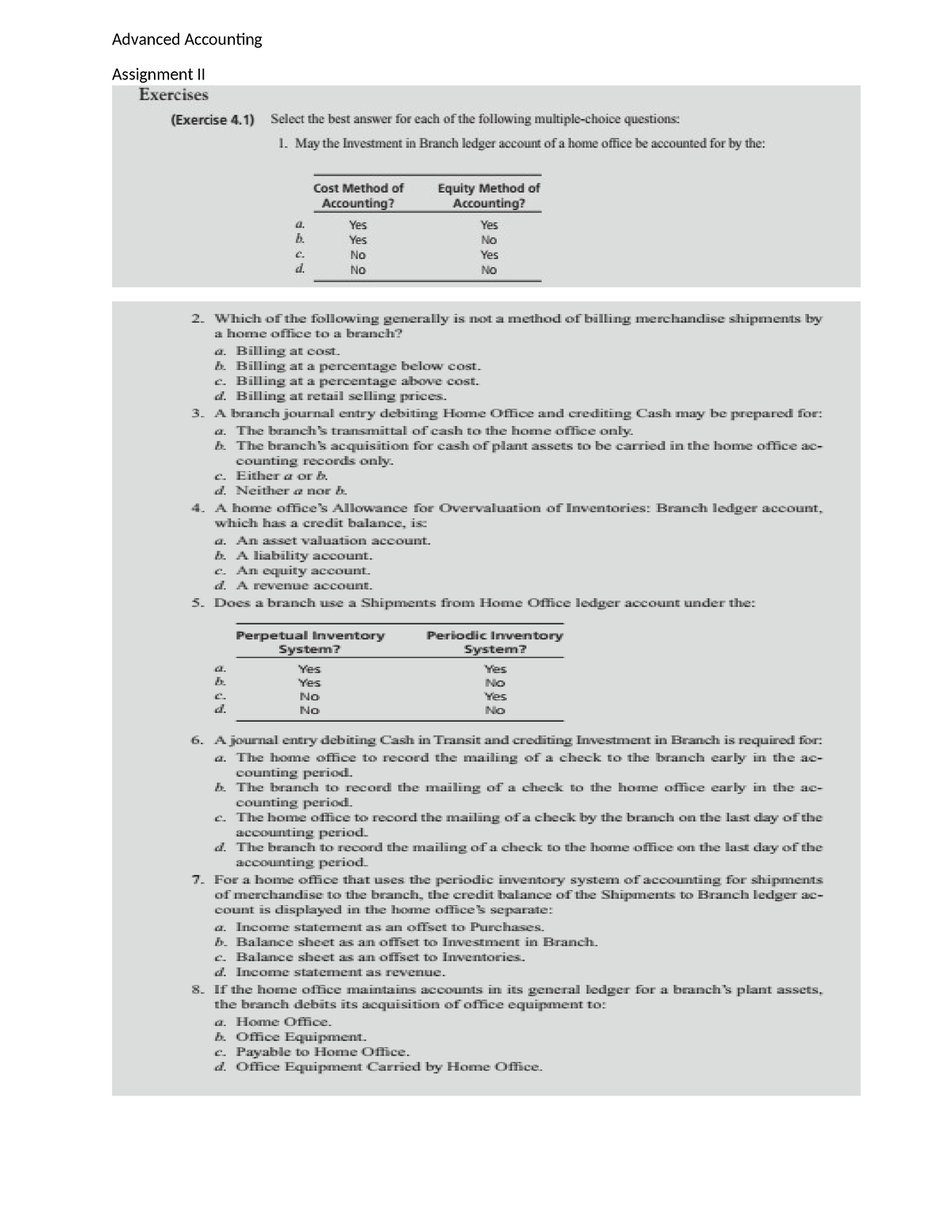 financial accounting ii assignment