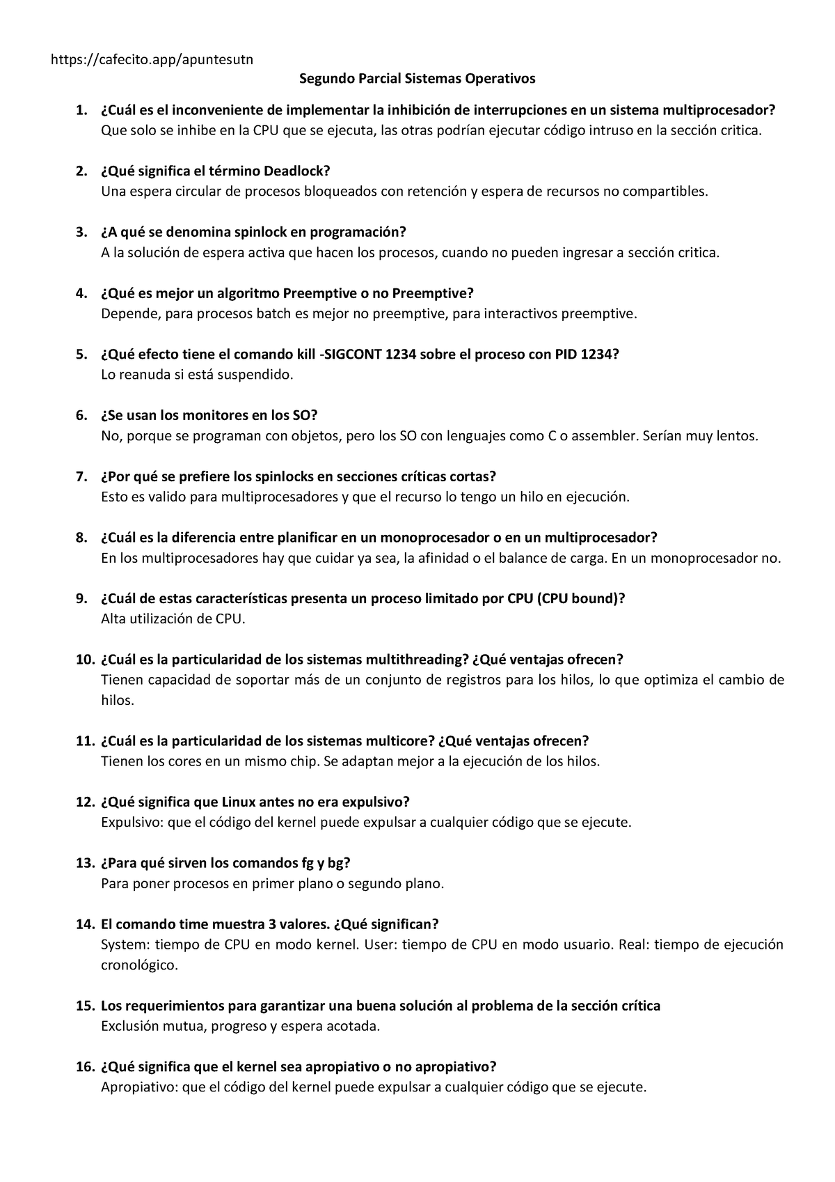 Segundo Parcial Sistemas Operativos - Segundo Parcial Sistemas ...