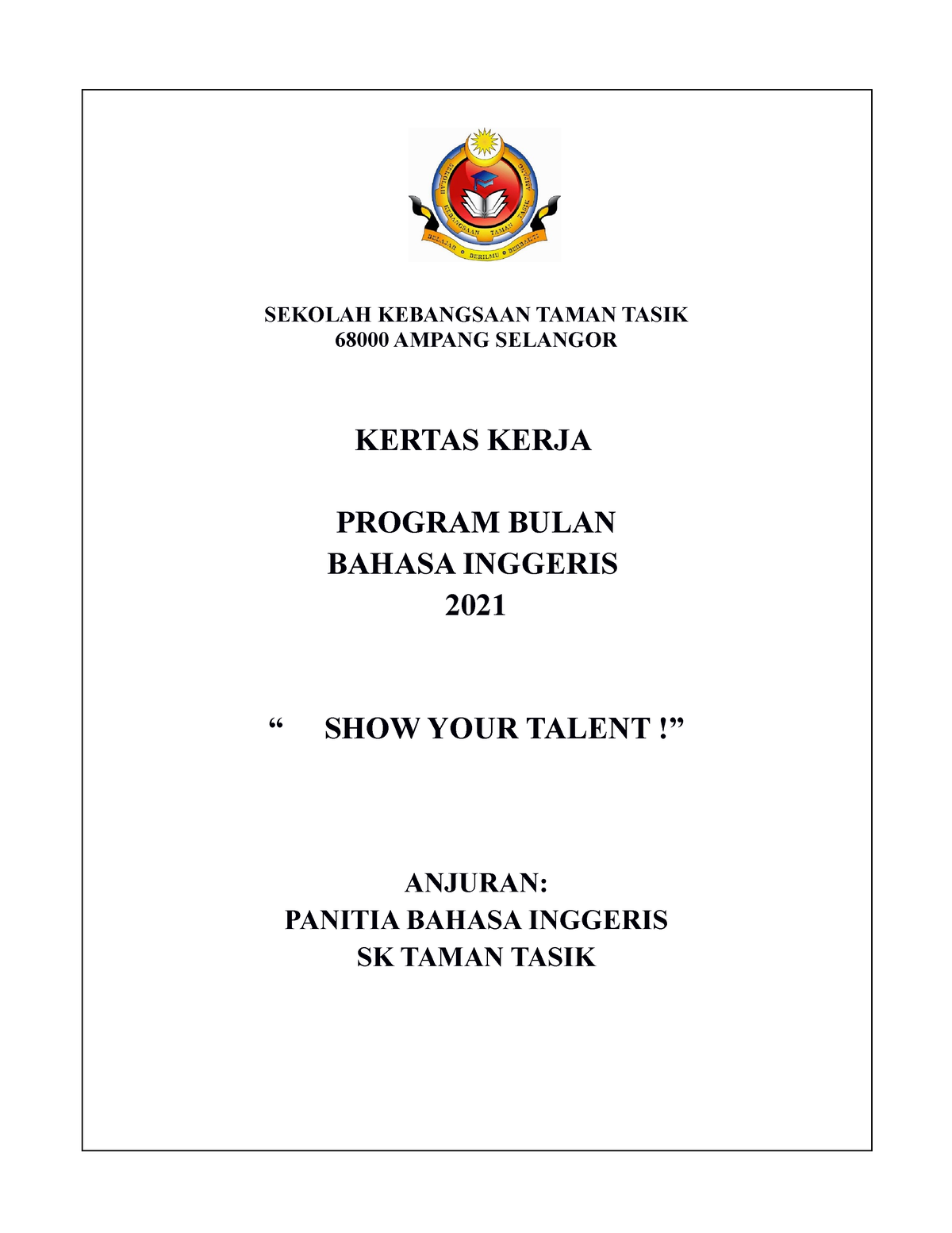 Kertas Kerja Bi 2023 - Paperwork For English Week - SEKOLAH KEBANGSAAN ...