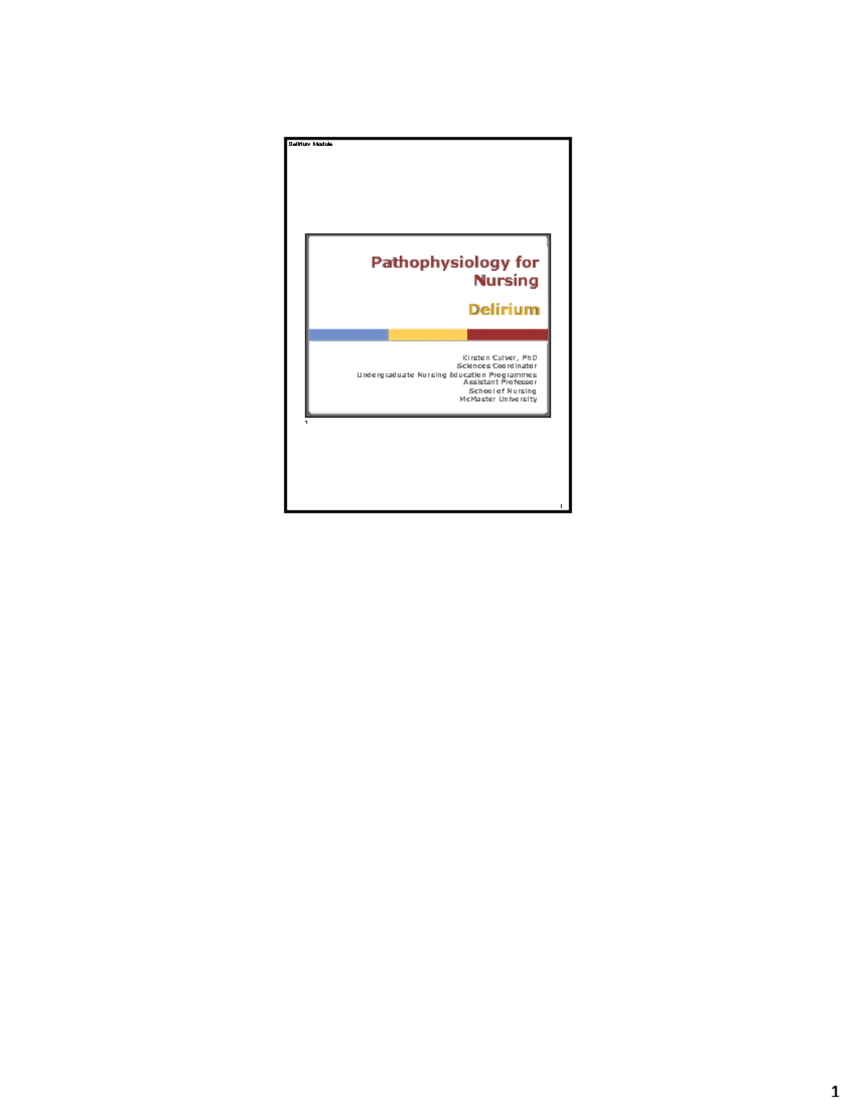 Delirium Notes PDF - Nursing Concepts in Health & Illness ...