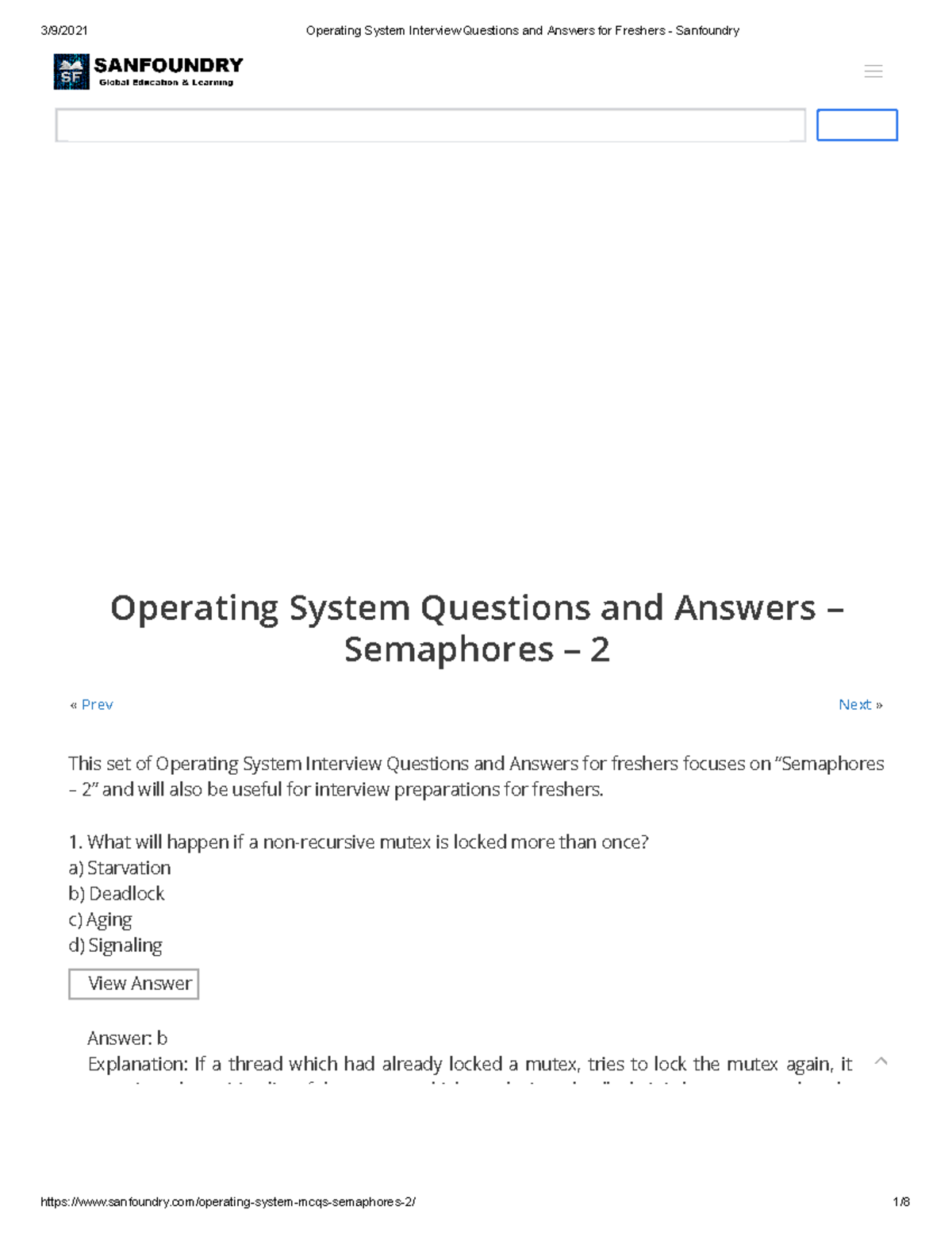 Operating System Interview Questions and Answers for Freshers ...