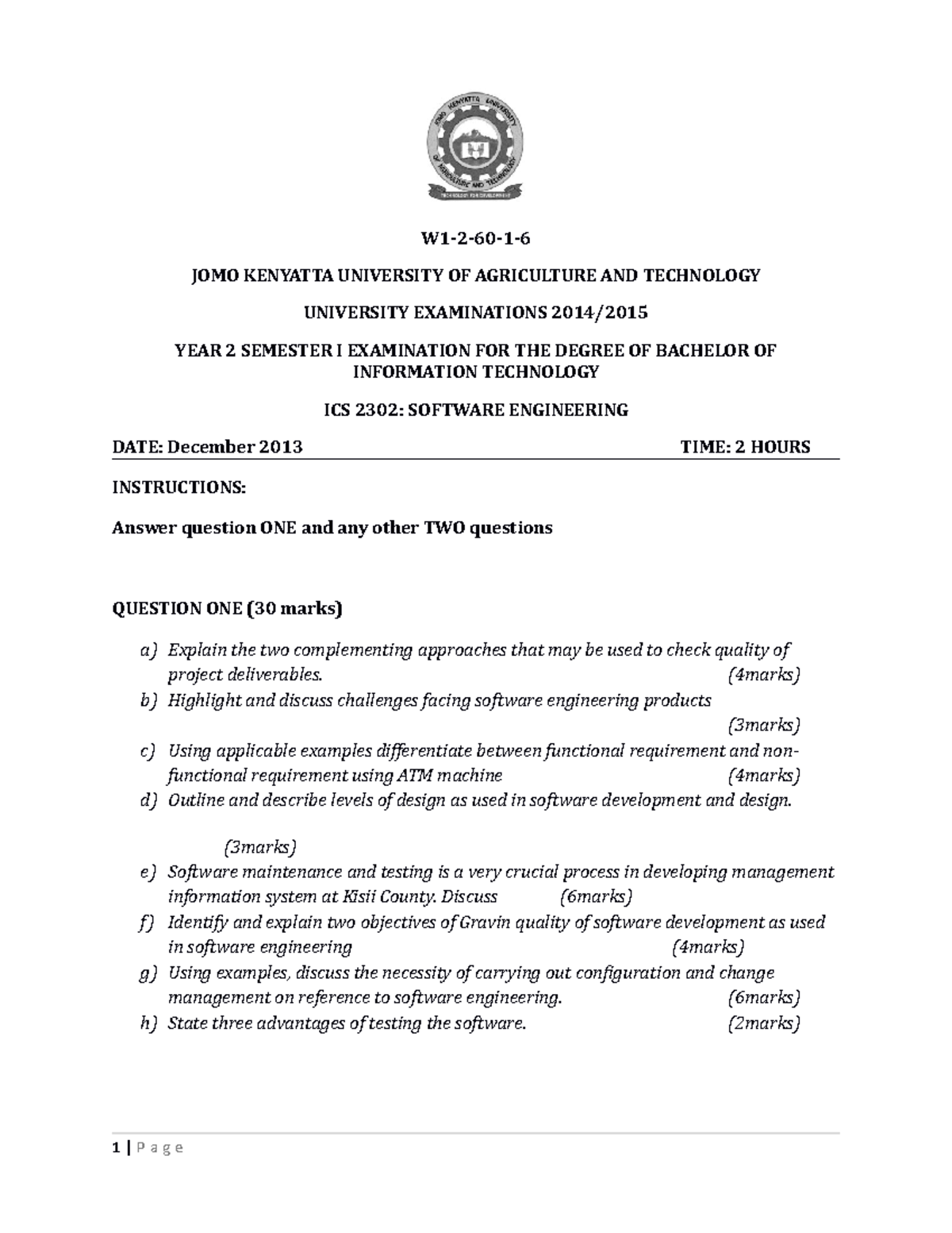ICS 2302 Software Engineering - W1-2-60-1- JOMO KENYATTA UNIVERSITY OF ...