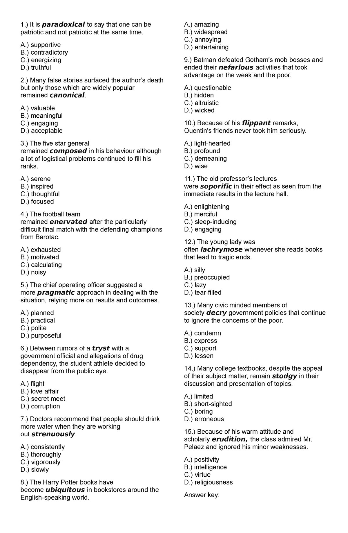 1 2 - none - 1.) It is paradoxical to say that one can be patriotic and ...