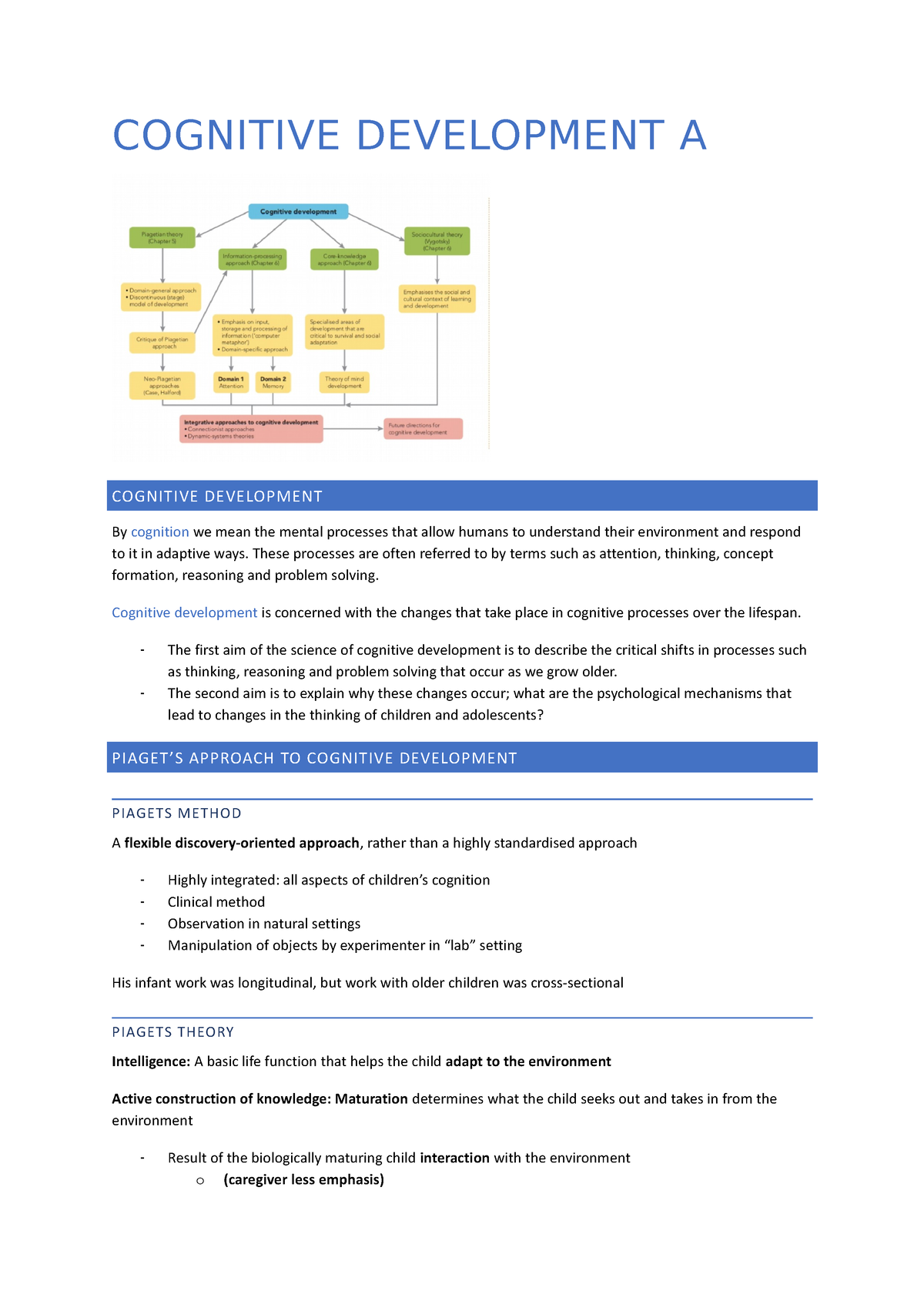 Psyu2235 week 4 5 cognitive dev COGNITIVE DEVELOPMENT A