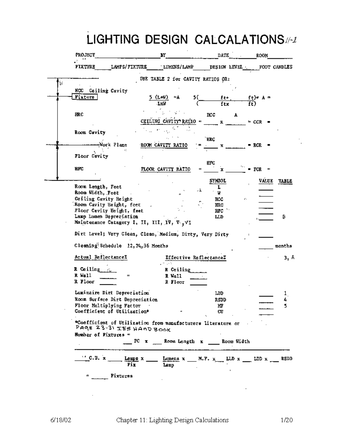 11 LIG1 lighting load LAMP DATA TABLE B Chapter 11 Lighting