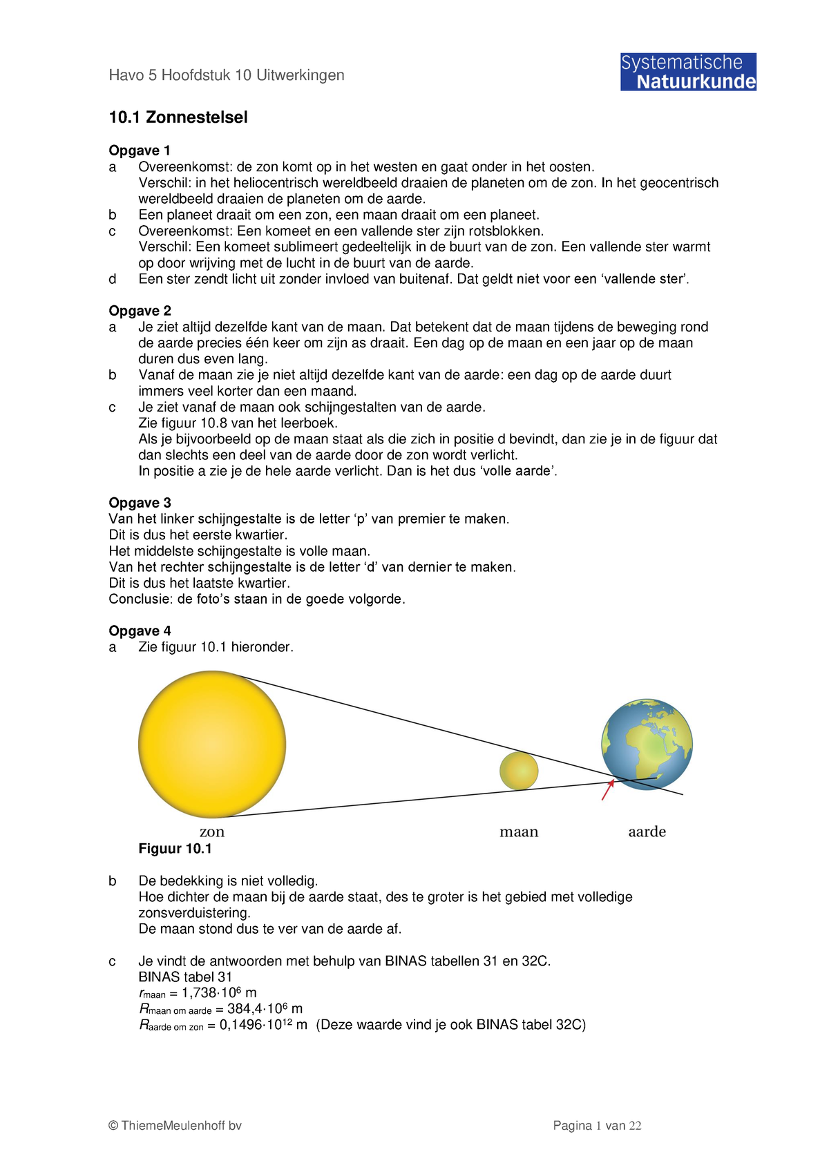 H10 Zonnestelsel En Heelal - 10 Zonnestelsel Opgave 1 A Overeenkomst ...