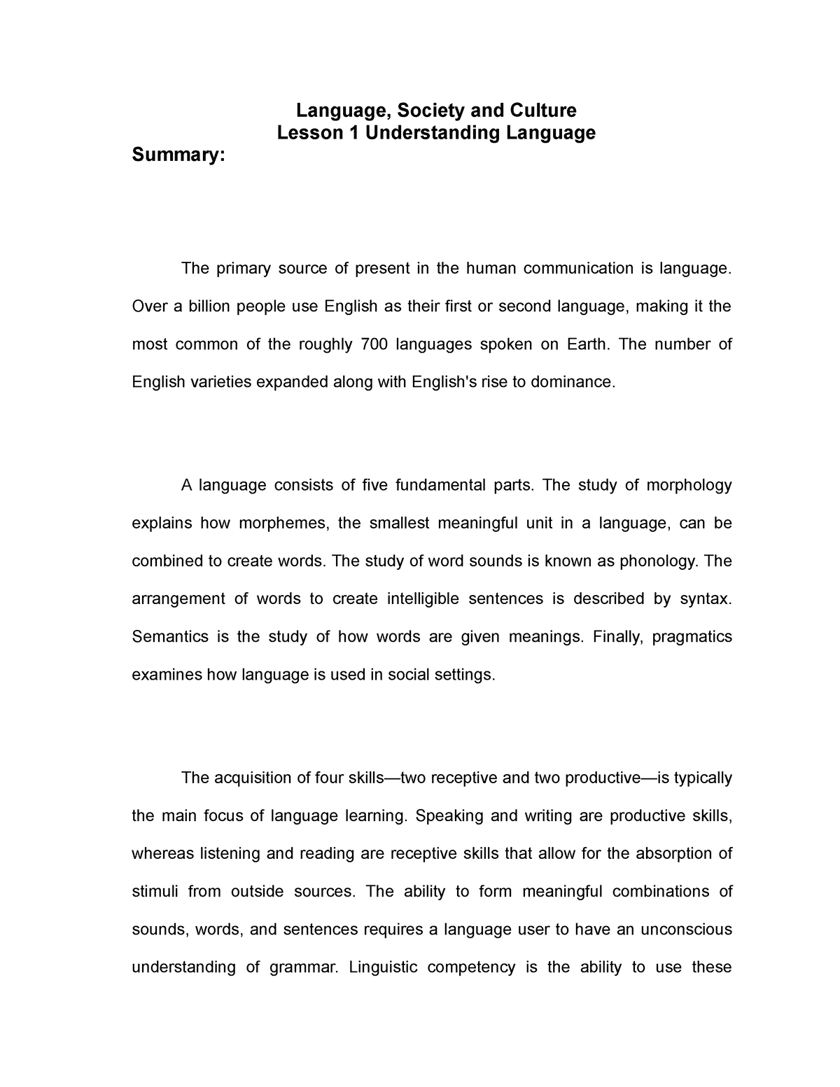 language and society essay pdf