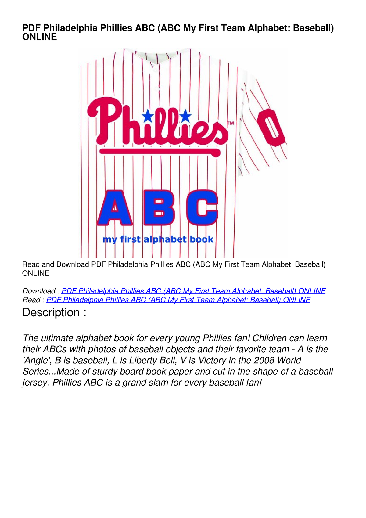 Philadelphia Phillies ABC (ABC My First Team Alphabet: Baseball)