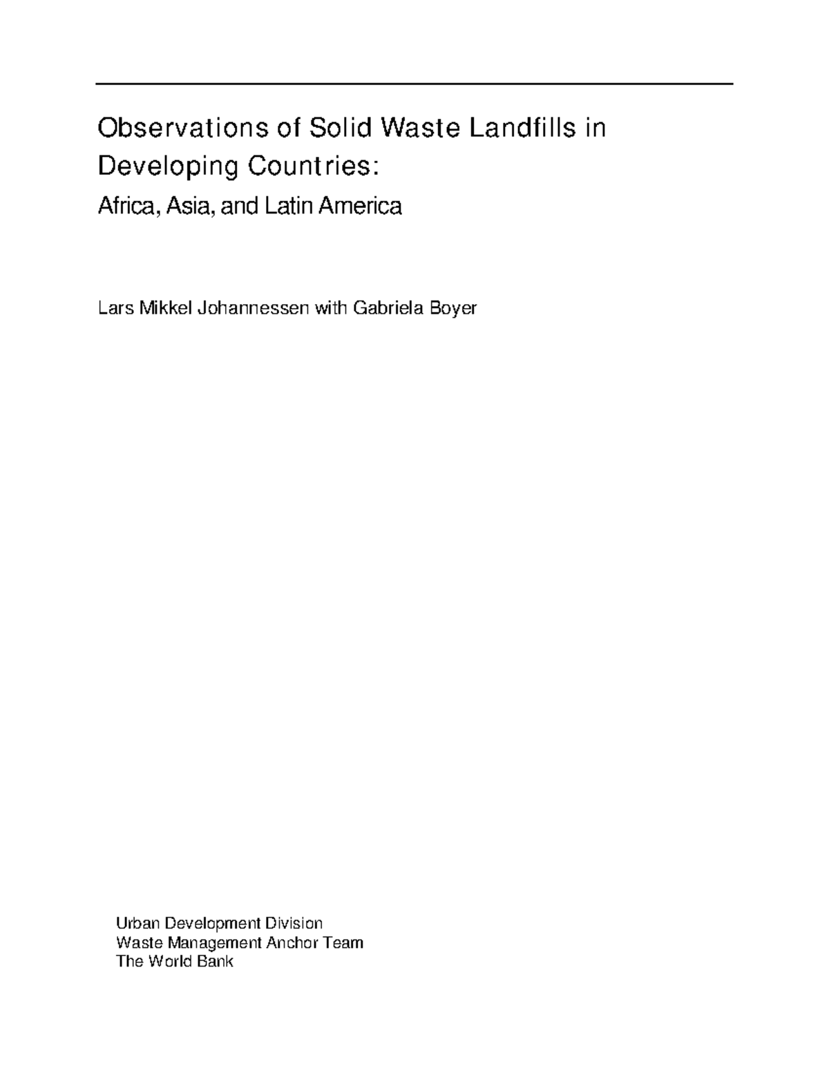 Observations Solid Waste Landfills 1999 - Observations of Solid Waste ...