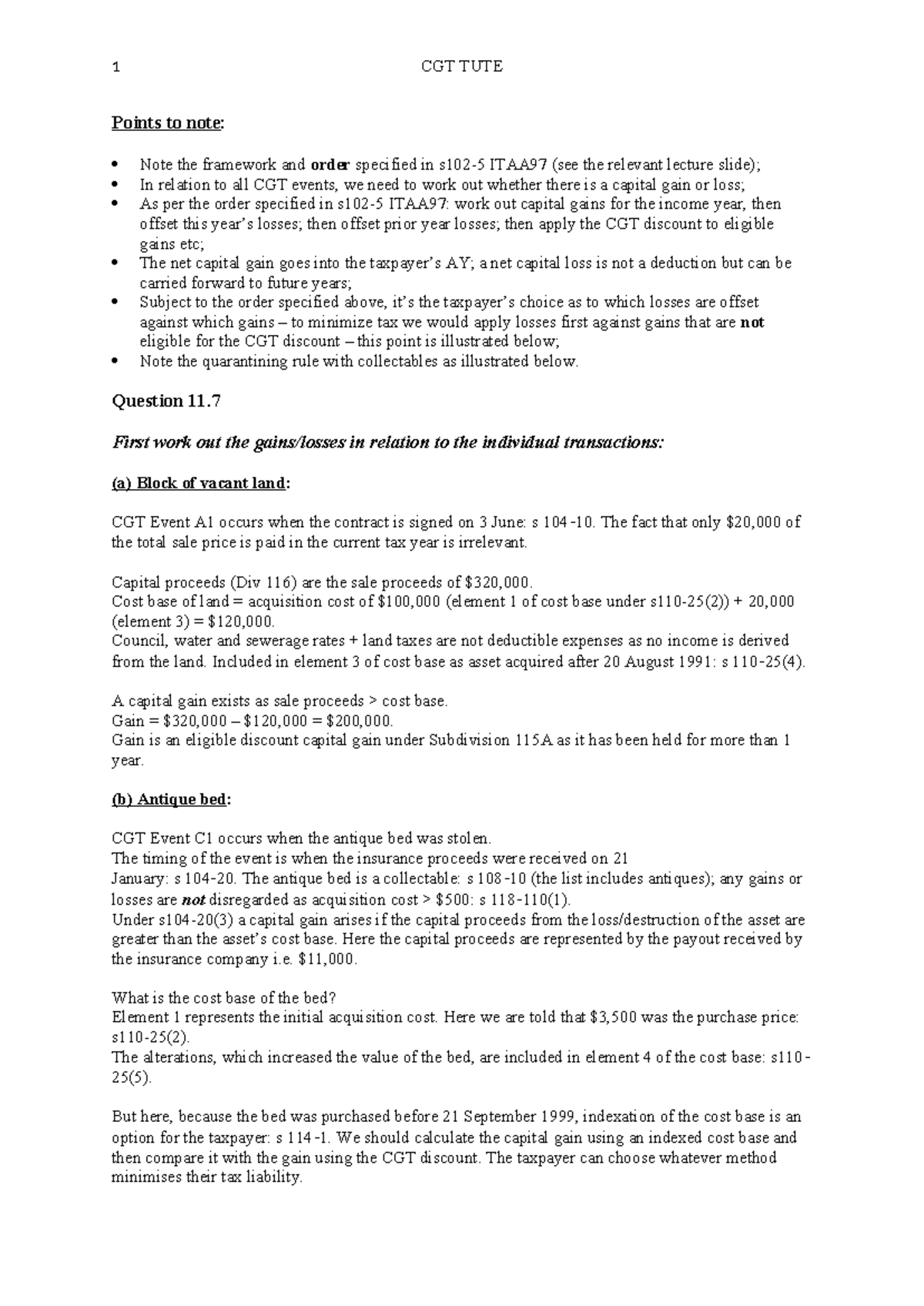 Tutorial 4, Week 5 - Solution and Notes - Points to note: Note the ...