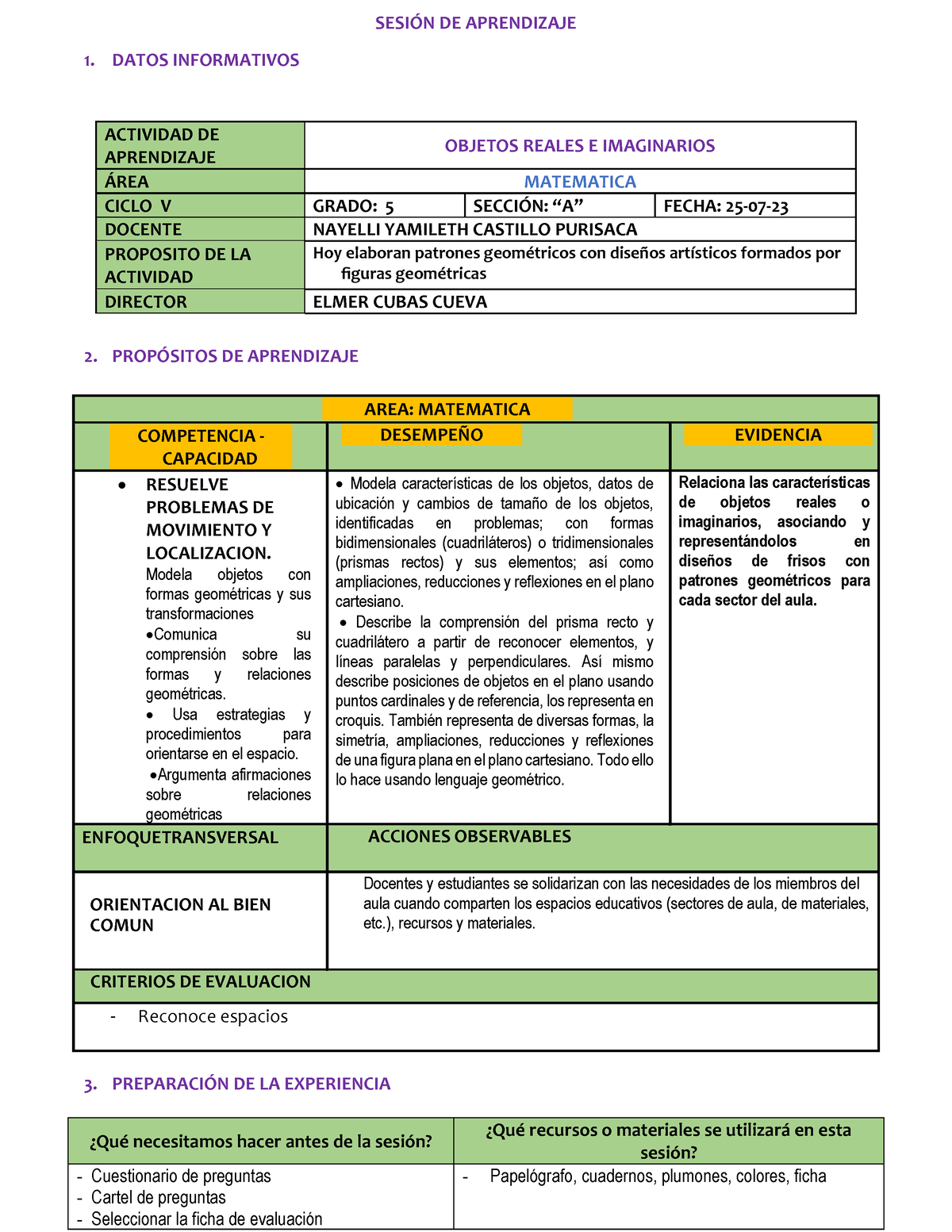 Sesion 10 - Fefe - SESI”N DE APRENDIZAJE 1. DATOS INFORMATIVOS 2. PROP ...