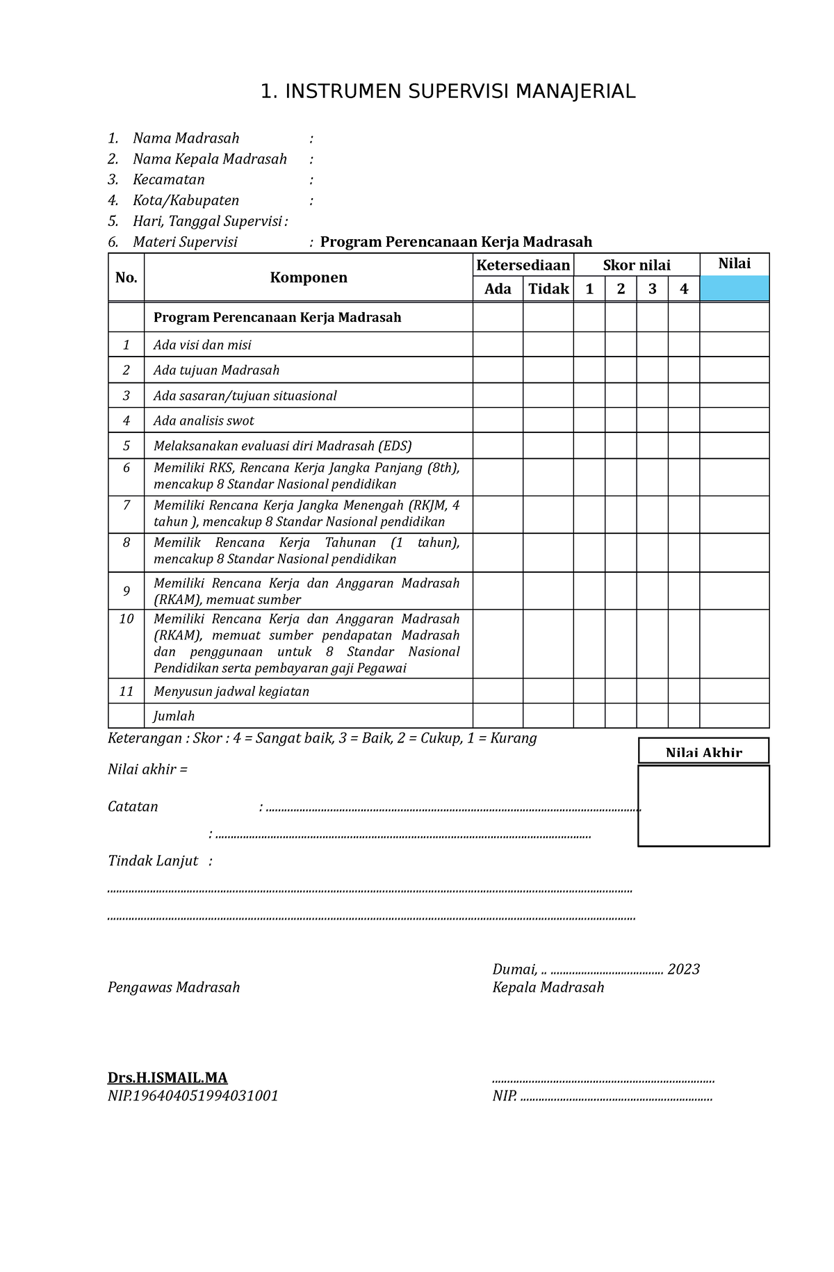 Instrumen Supervisi Manajerial Lengkap - Www.kherysuryawan.id - 1 ...