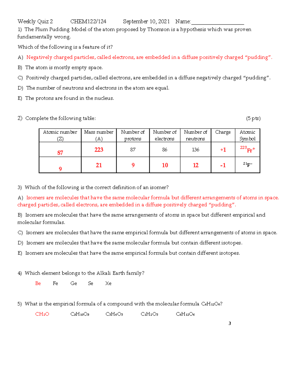 CHEM122-124 Weekly Quiz 2 Key Section -02 - Weekly Quiz 2 CHEM122/124 ...