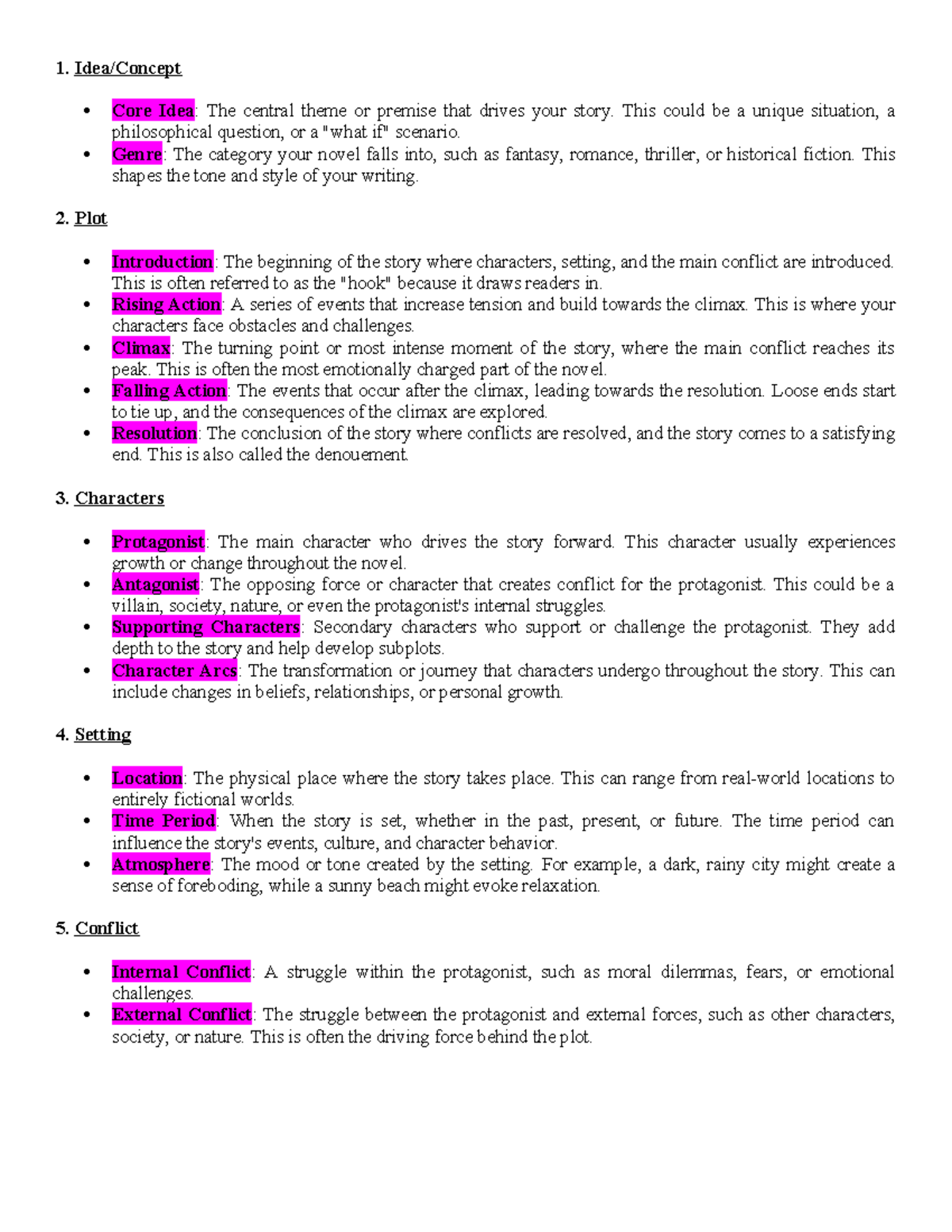 Ways on how to write a Novel - Idea/Concept Core Idea: The central ...