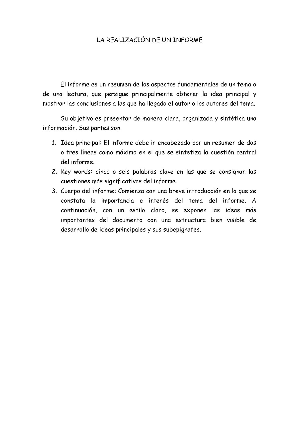 Informe La Realizaci N De Un Informe El Informe Es Un Resumen De Los Aspectos Fundamentales De