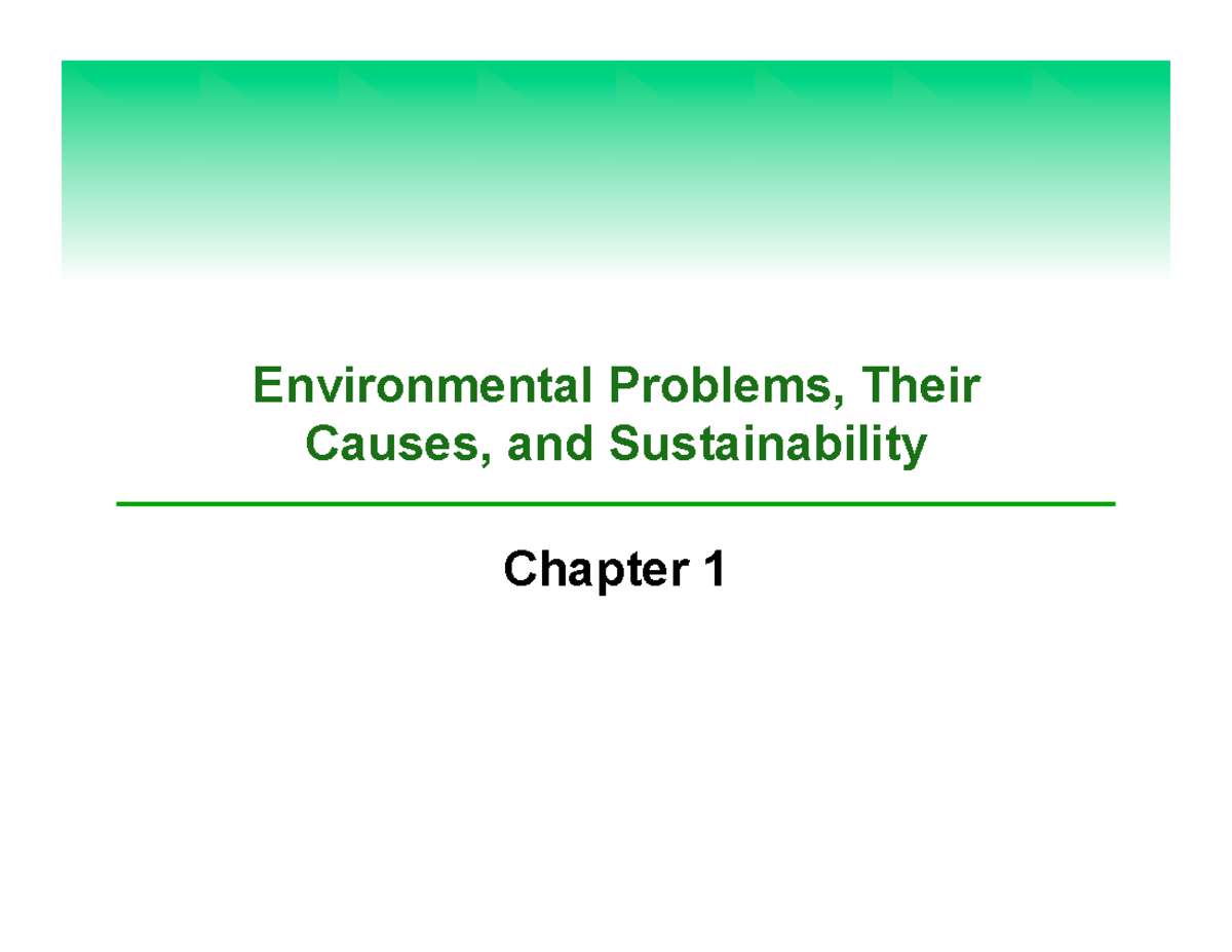 Chapter 1 Environmental Problems Their Causes and Sustainablity ...