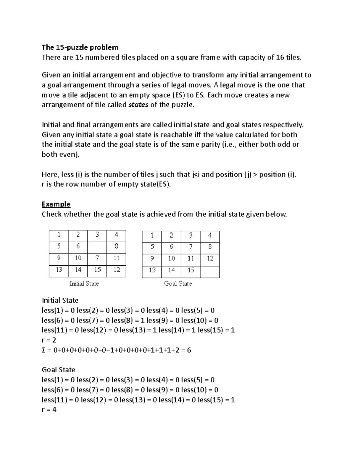 Aad-part19 - Lecture notes 19 - The 15-puzzle problem There are 15 ...