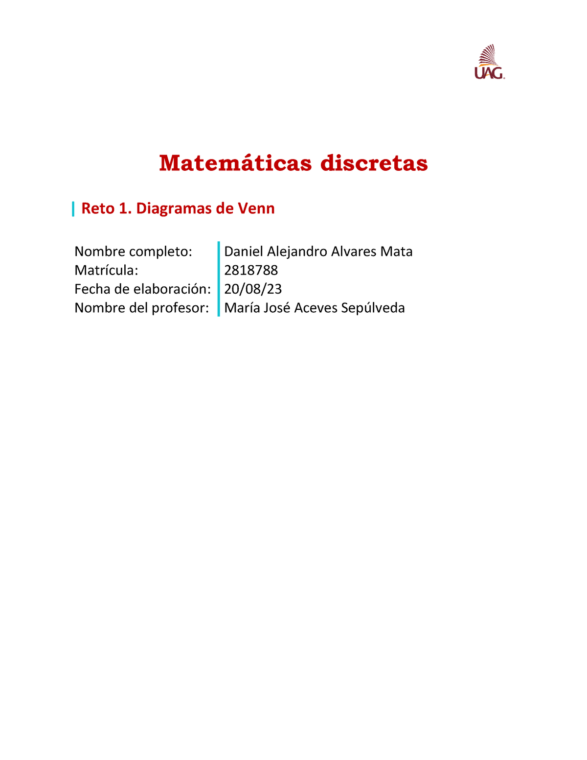 Física General 1 - Matem·ticas Discretas | Reto 1. Diagramas De Venn ...