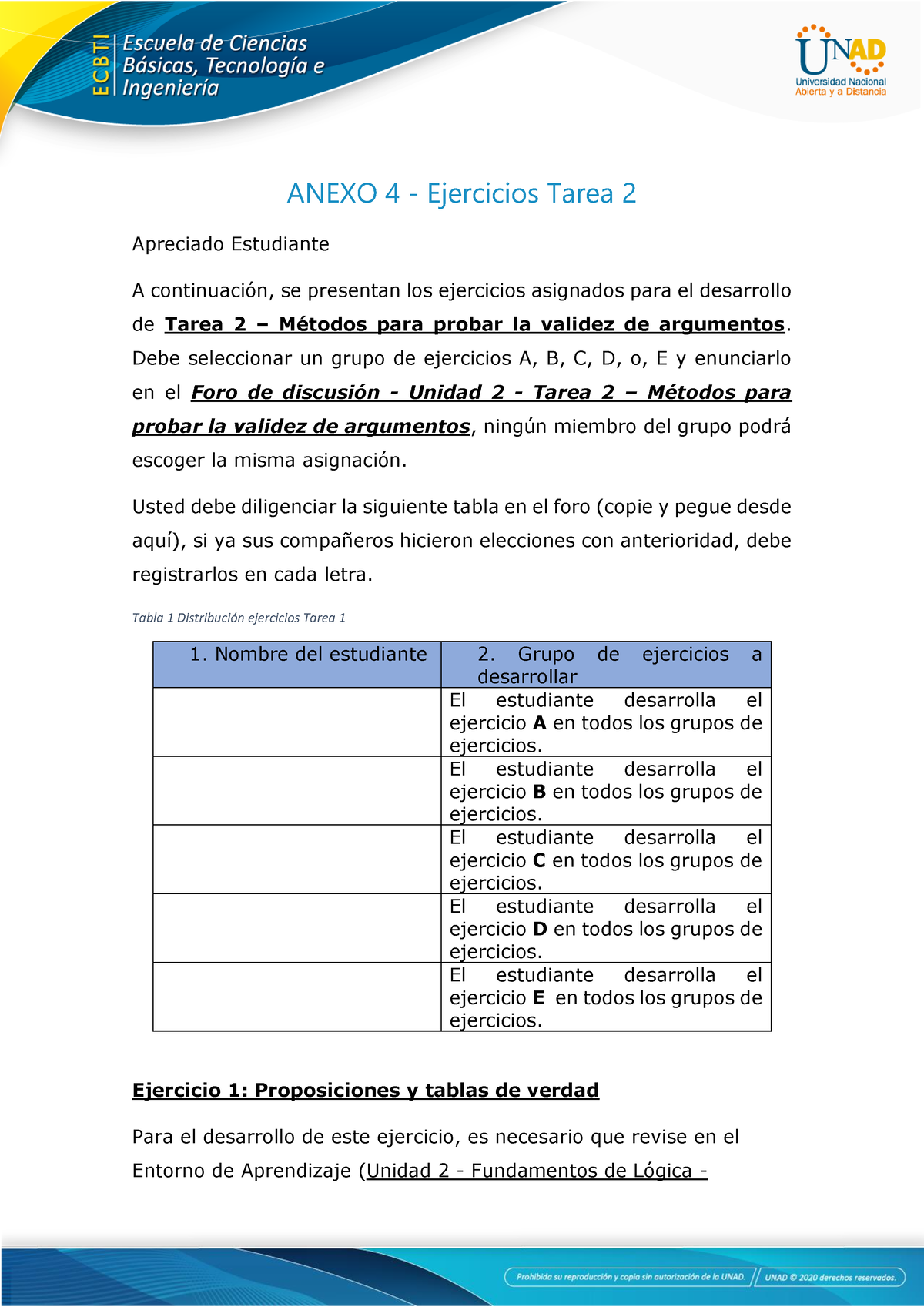 Anexo 4 - Ejercicios Tarea 2 - ANEXO 4 - Ejercicios Tarea 2 Apreciado ...