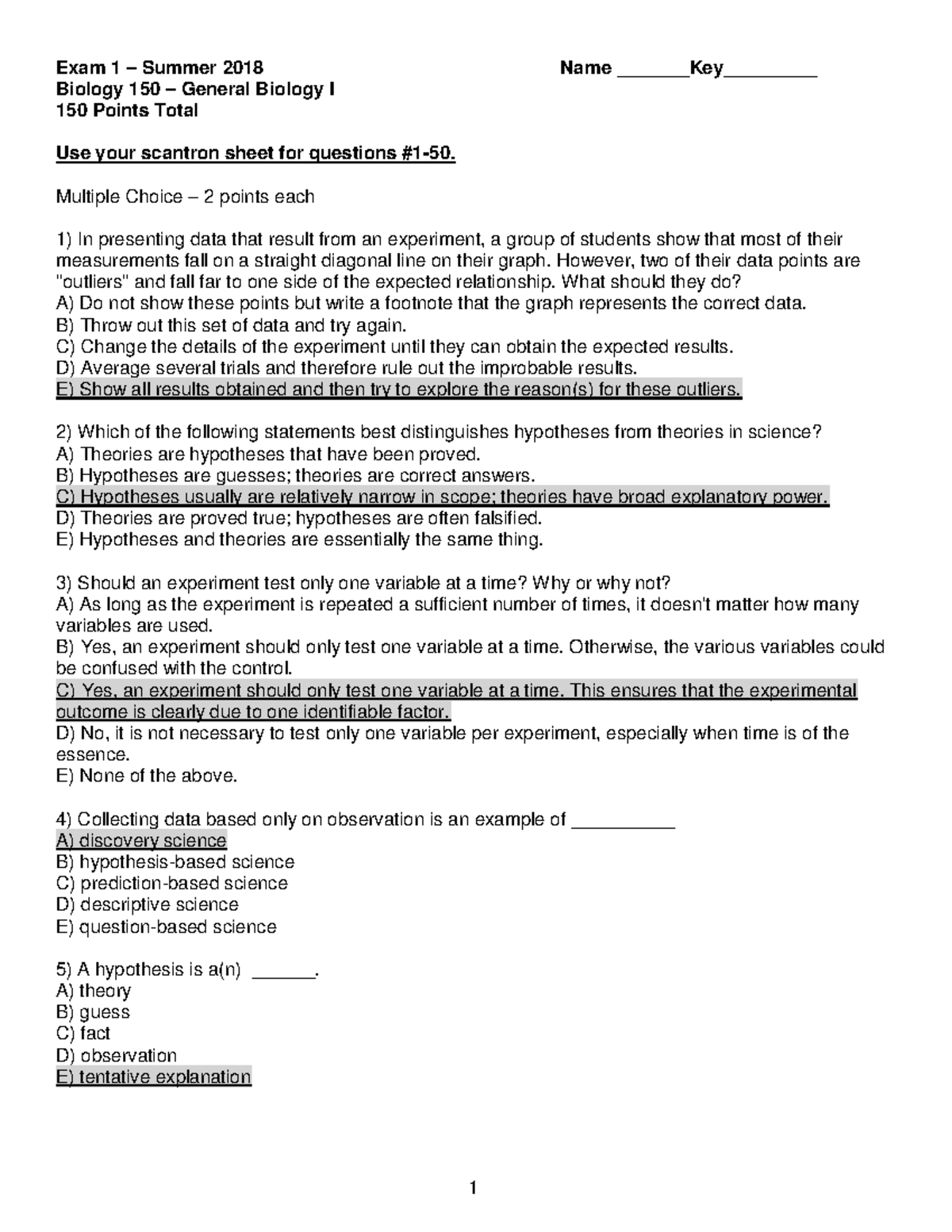 Honors Biology Test - homd1cd
