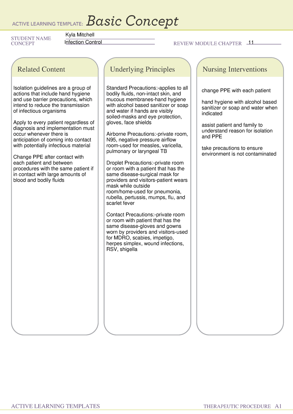 Infection control - remediation - STUDENT NAME CONCEPT REVIEW MODULE ...