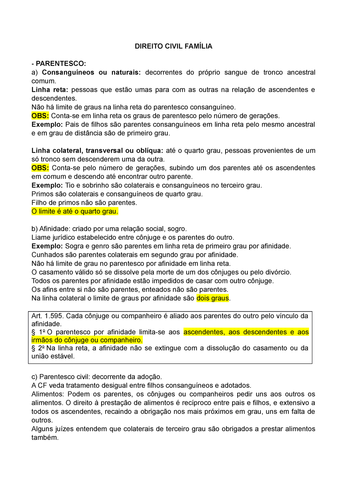 Parentes na linha colateral - Direito de Família e Sucessões