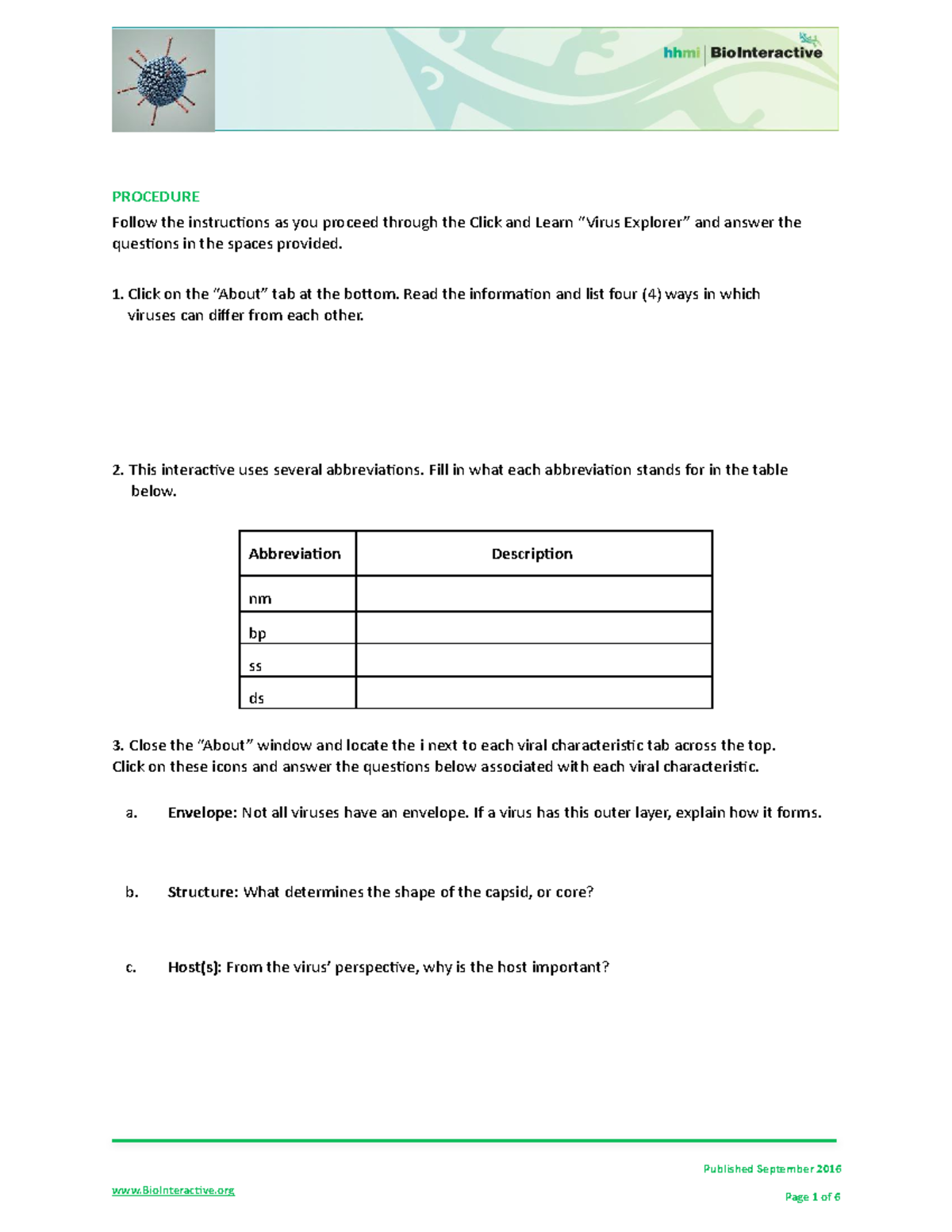 Virus Explorer Worksheet Answers 2021