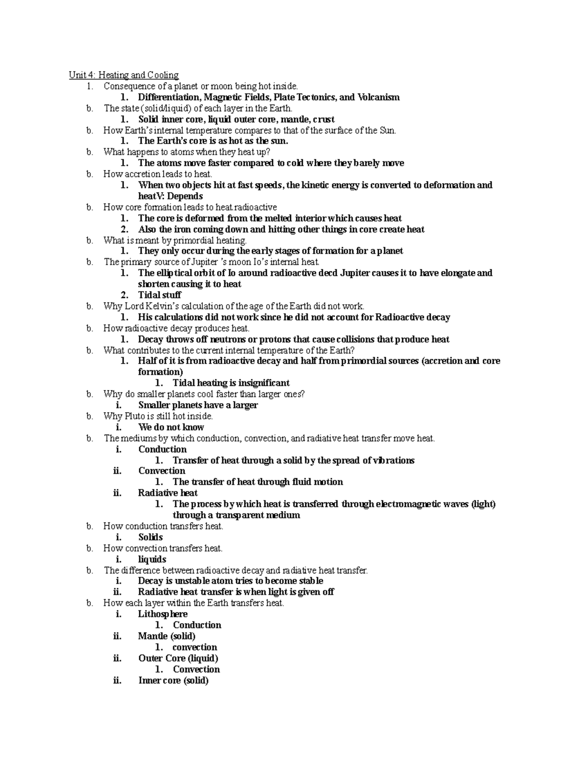EAPS105 Exam 2 Study Guide 3 Unit 4 Heating and Cooling 1. Consequence of a or moon