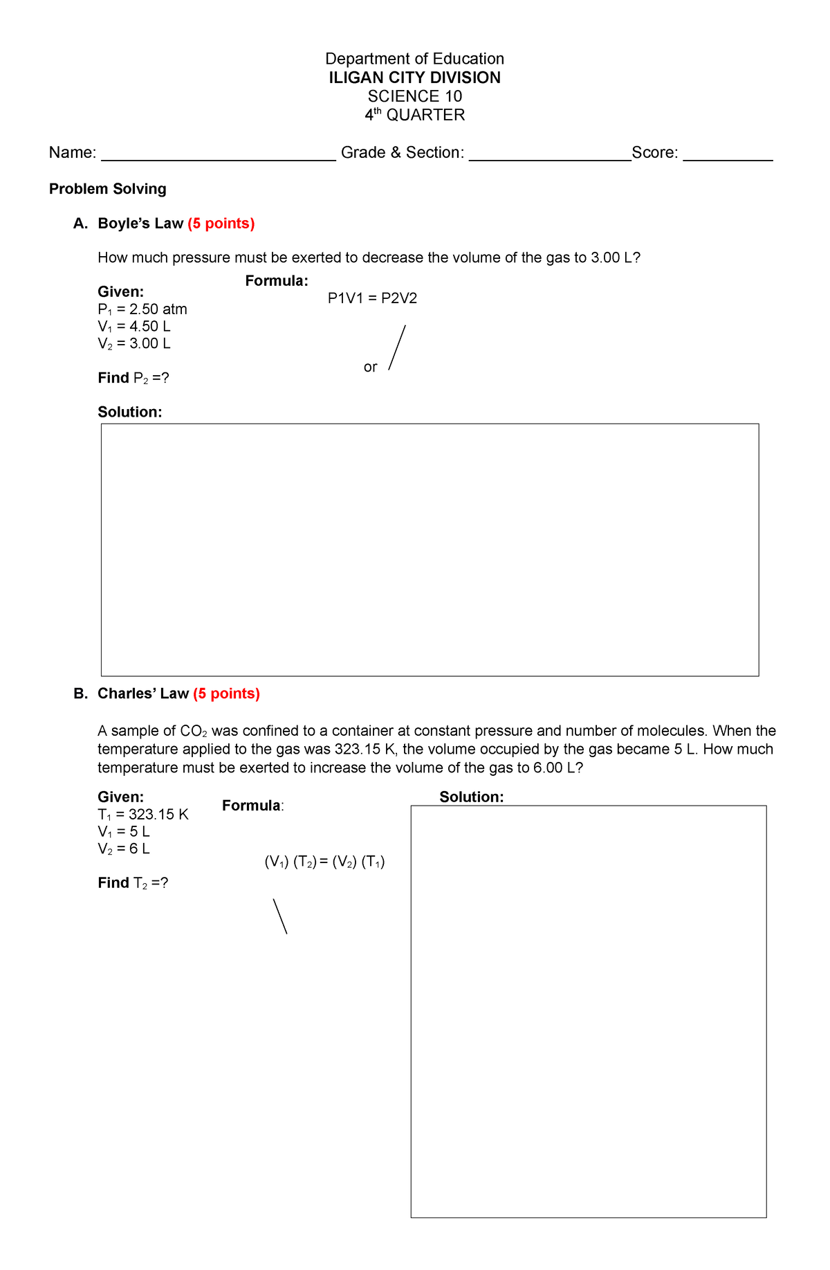 Science 10 4th quarter exam General Physics I MSUIIT Studocu