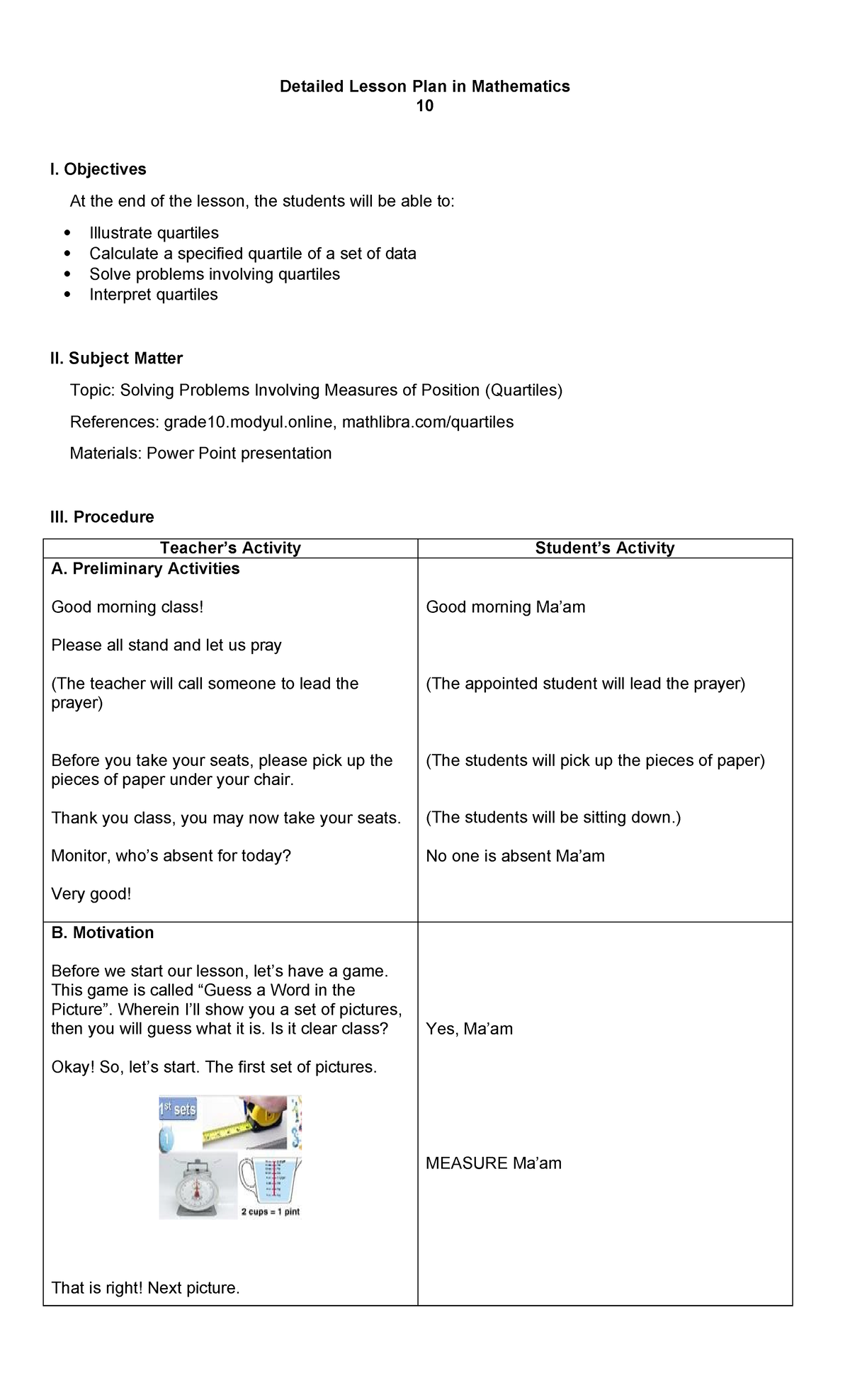 Solving Problems Involving Measures of Position (Quartiles) - Detailed ...