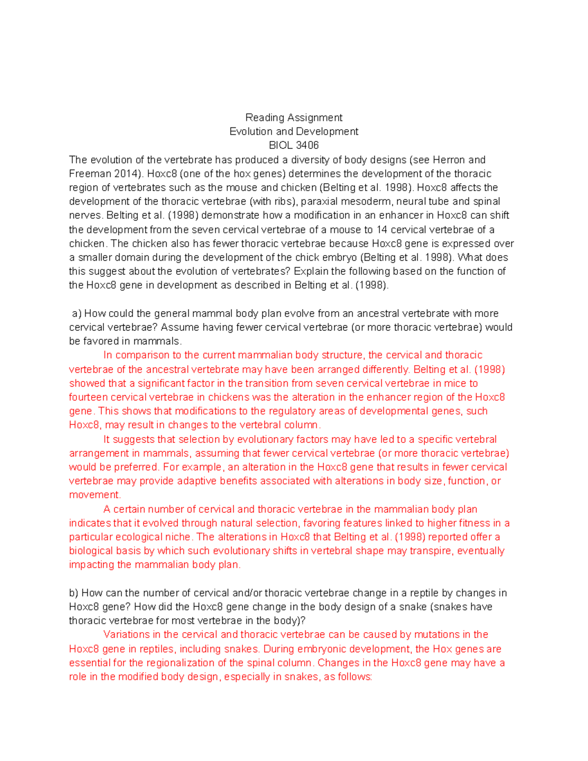 Evolution- Extra Credit - Andrea Gutierrez 12/11/ BIOL 3406 Reading ...