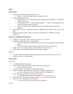 Classics Full Notes - Greek and Roman Mythology Dr. Suksi CLASSICS 2200 ...