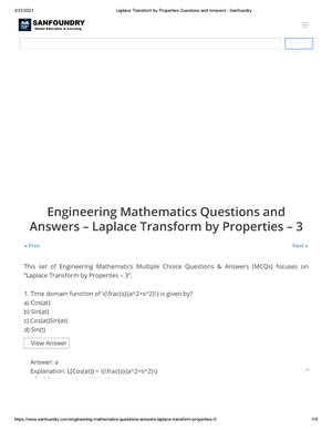 Ordinary Differential Equations Multiple Choice Questions And Answers ...