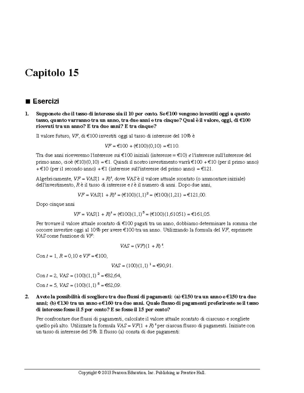 15 Risposte Esercizi - Copyright © 2013 Pearson Education, Inc ...